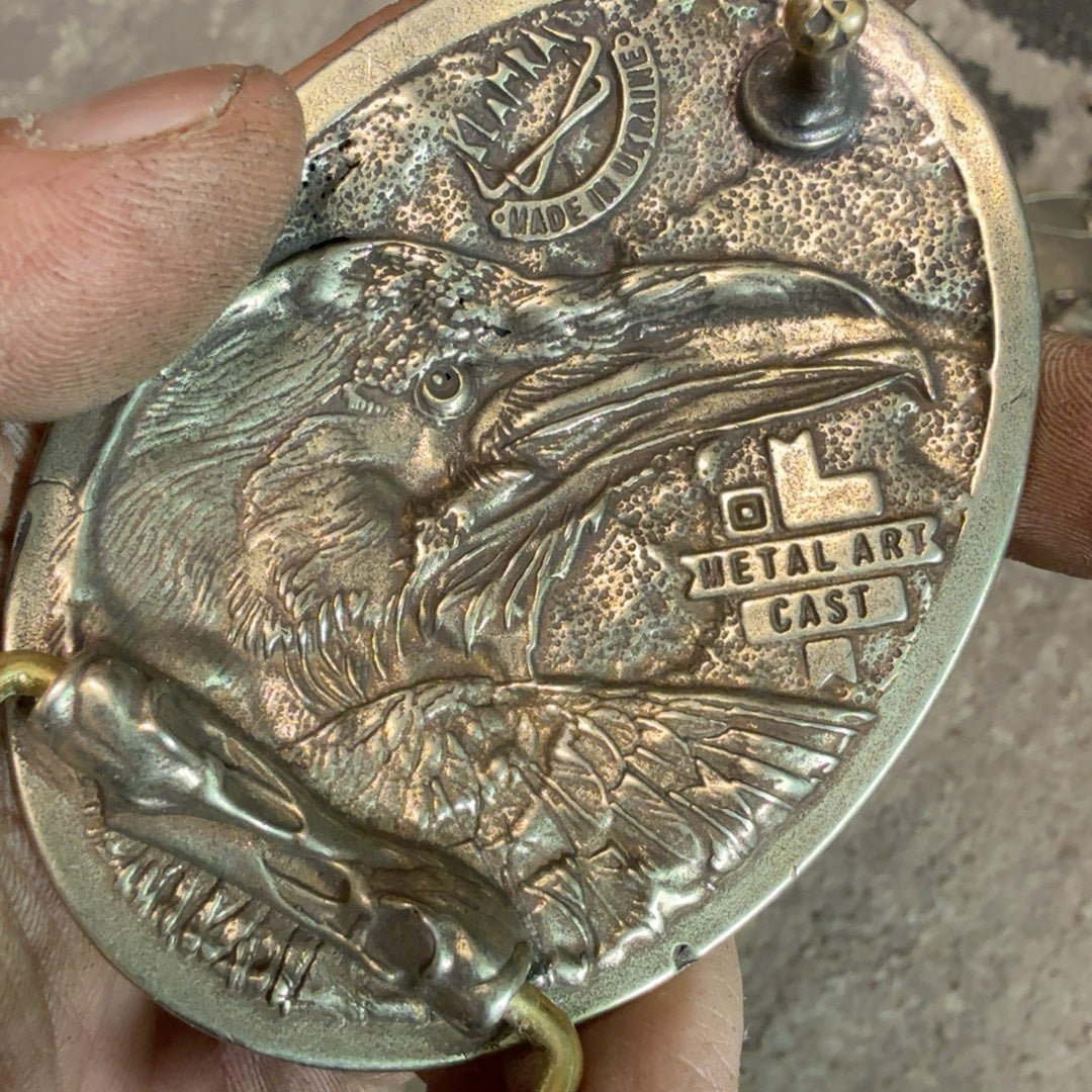 Pure copper Raven Western Central Cuban buckle