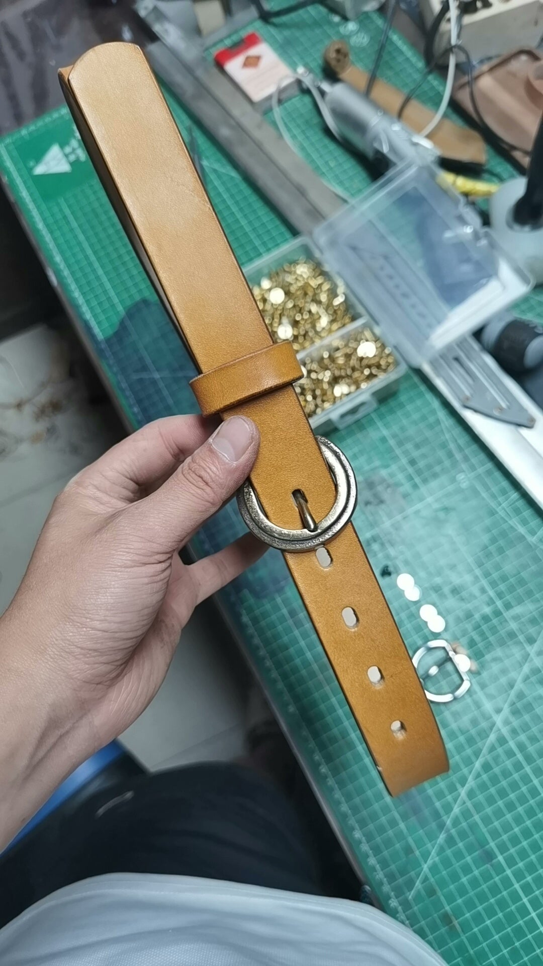 Beeswax color JF horse bridle women's handmade belt
