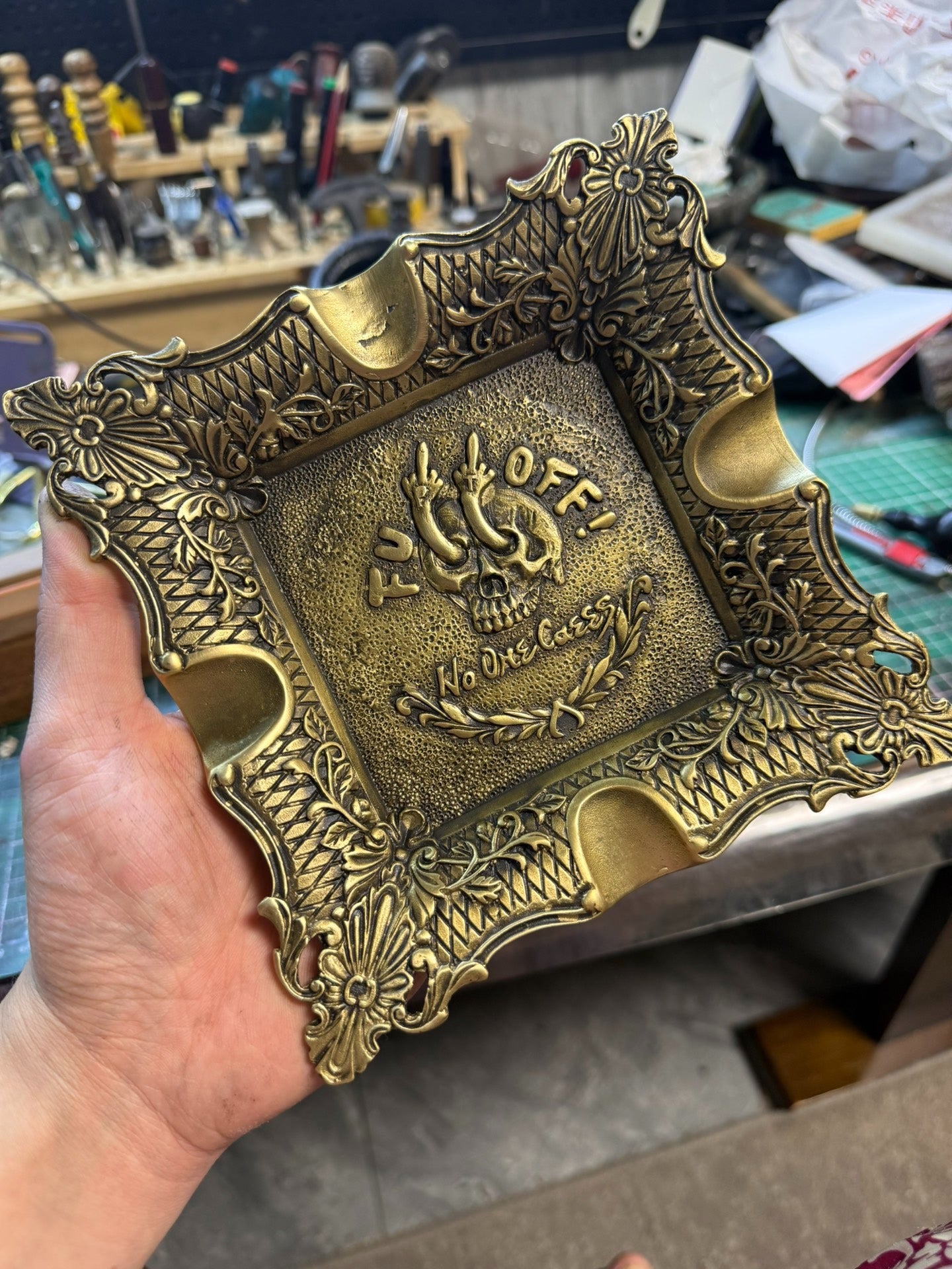 550g Solid Pure Copper Cigar Ashtray — Heavy Brass