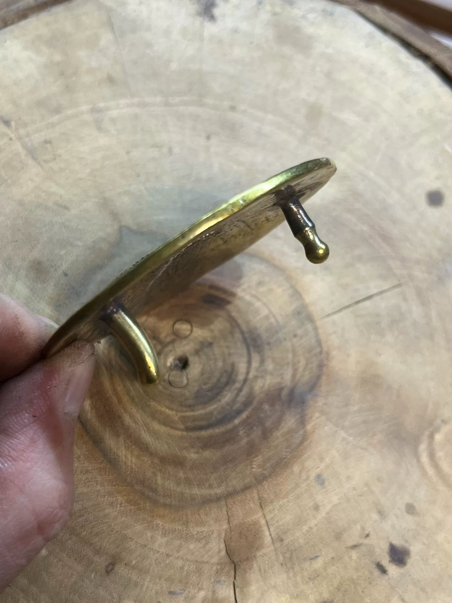 Broken copper solid brass vintage Thunderbird belt buckle
