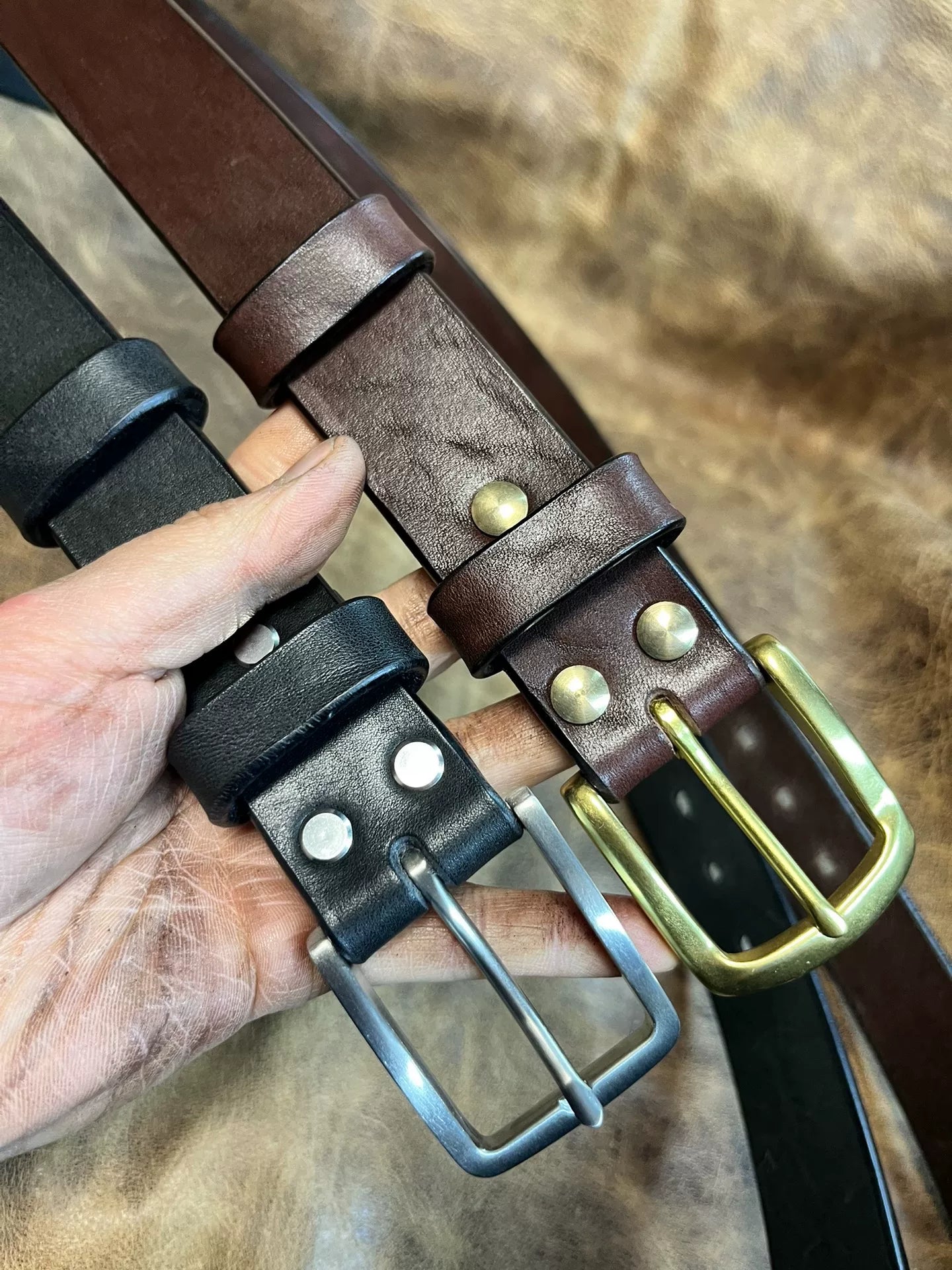 First-layer cowhide handmade belt