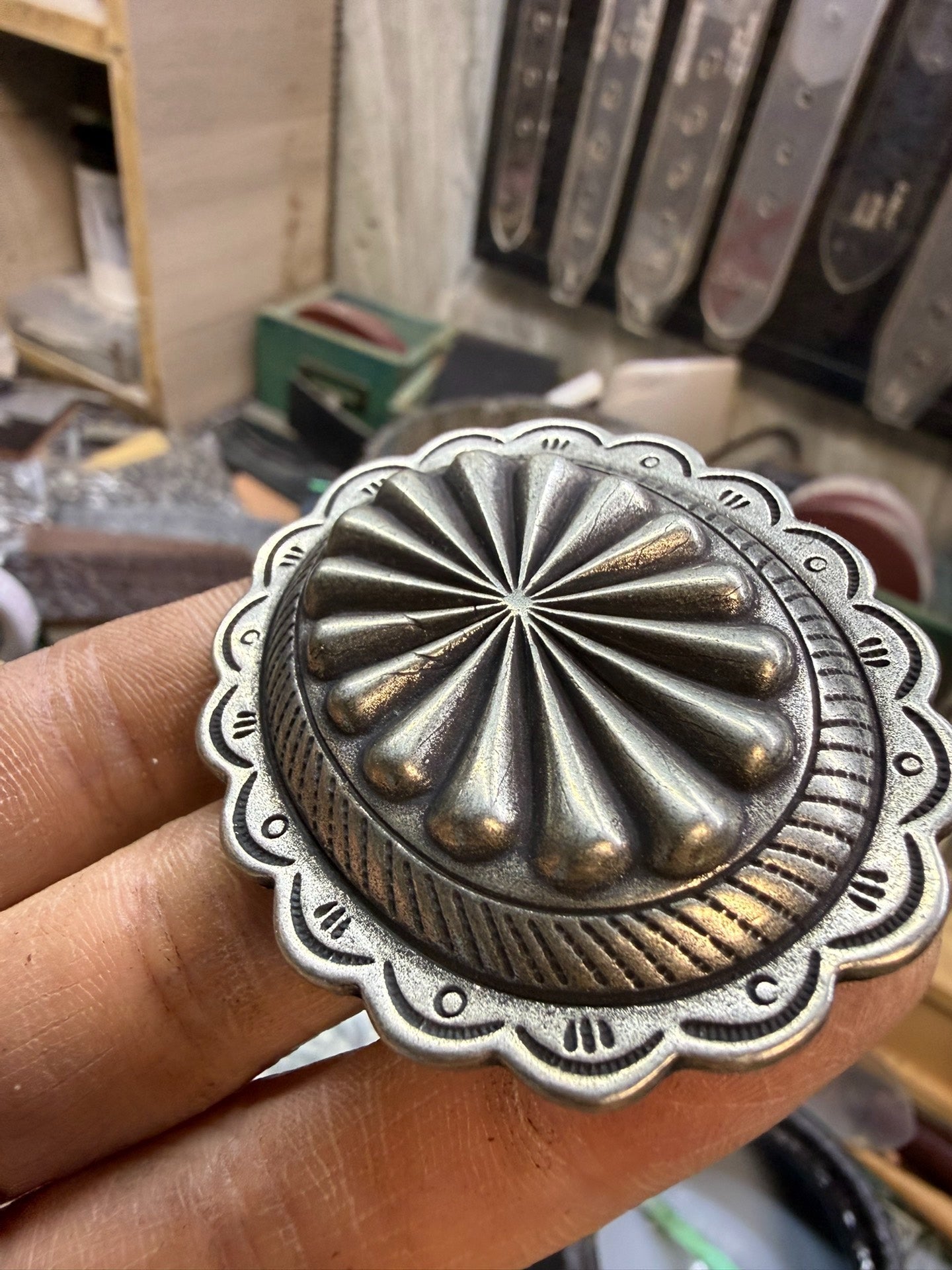 Solid white copper Navajo style belt buckle rrl style buckle Cambri…