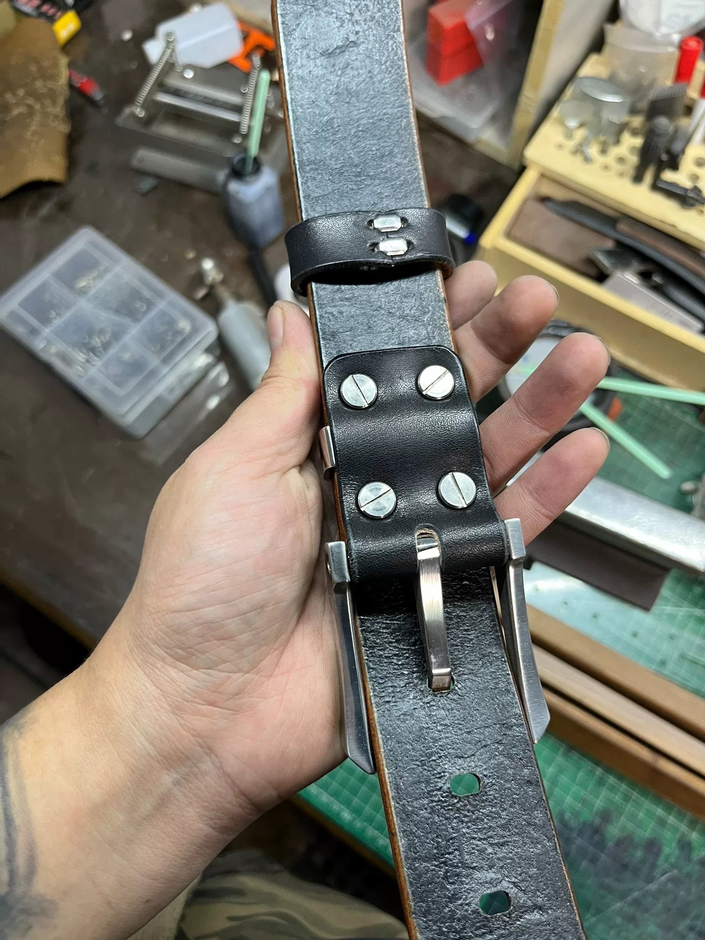 5.5mm thick Japanese Tochigi Shonan back leather belt with handmade…