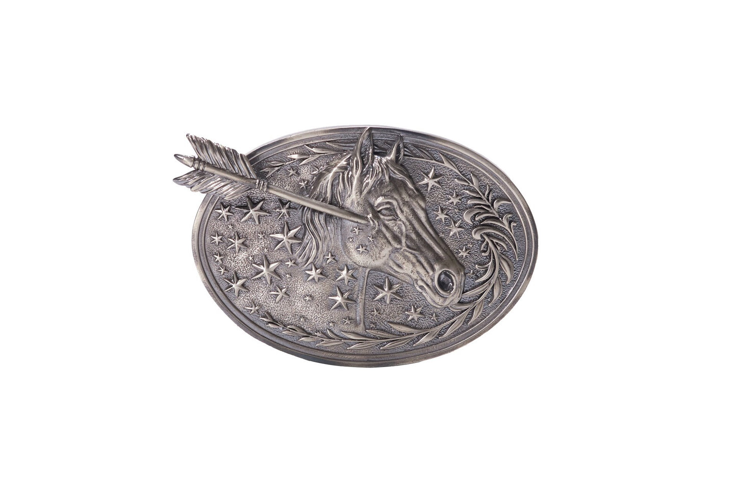 Adjustable belt with white copper pegasus buckle