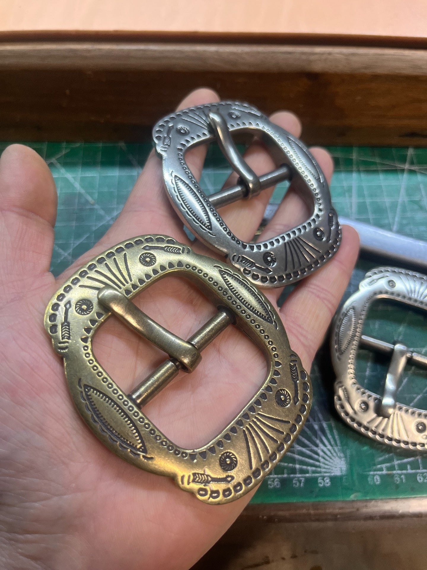 RRL Double RL Replica Belt — Solid White Bronze & Brass Vintage Buckle