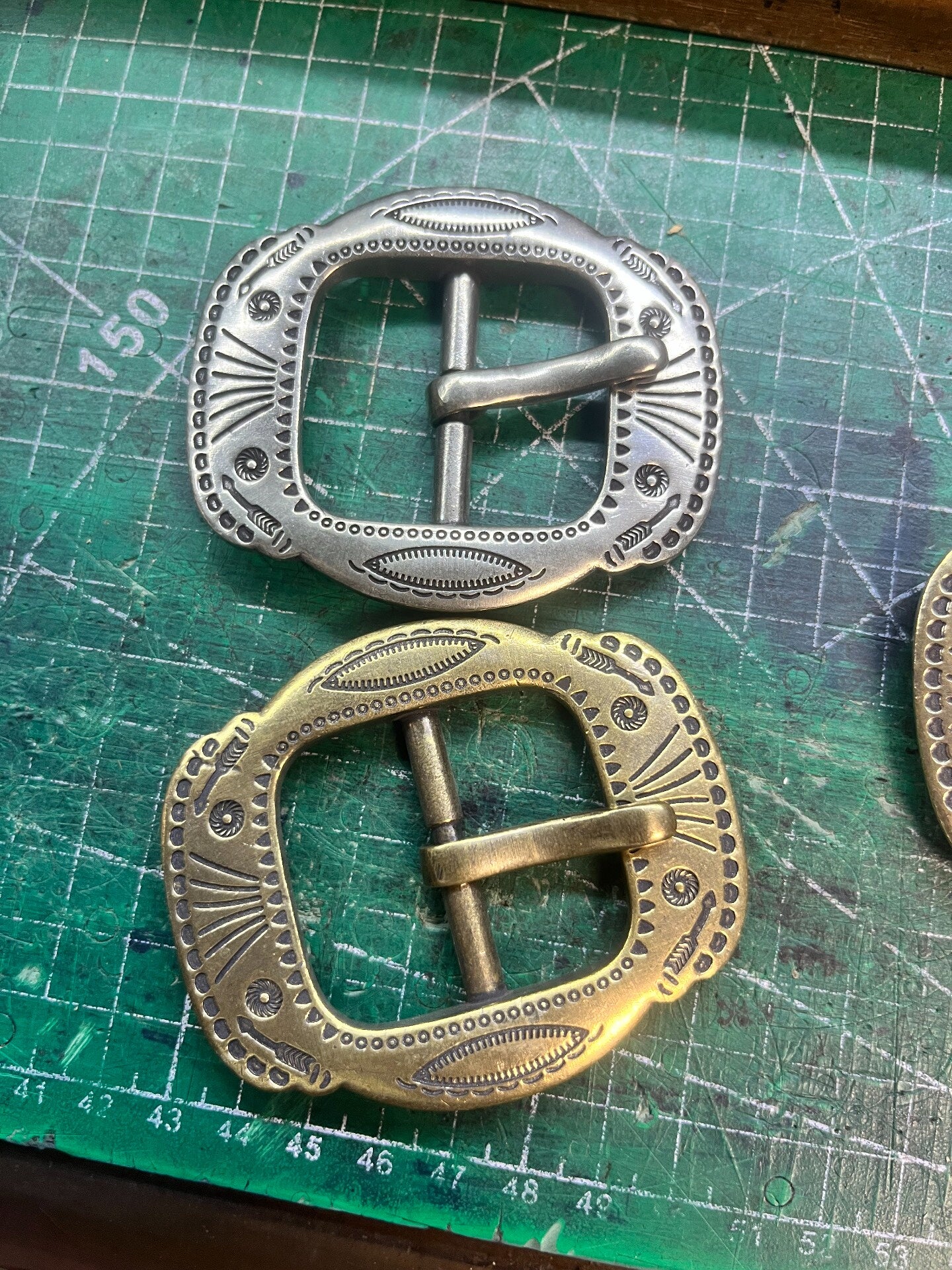 RRL Double RL Replica Belt — Solid White Bronze & Brass Vintage Buckle