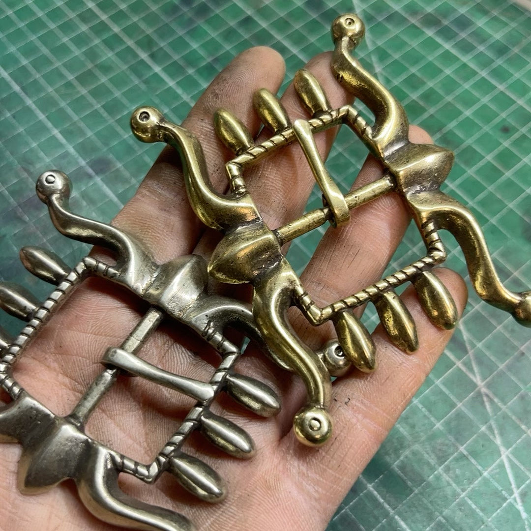 RRL Octopus White Bronze Belt Buckle — Brass, Detailed Finish