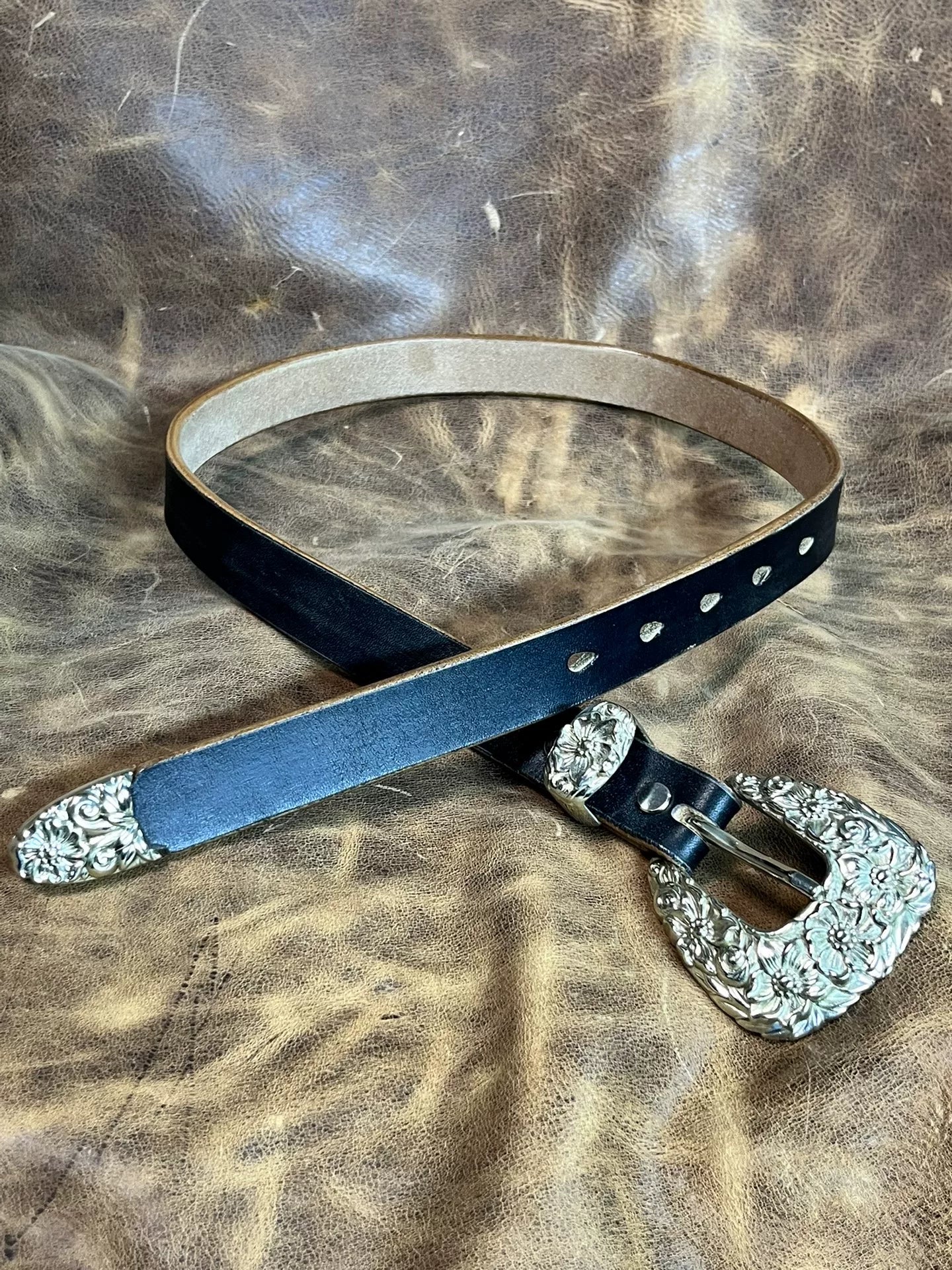 Black JF Horse Rein women's handmade belt