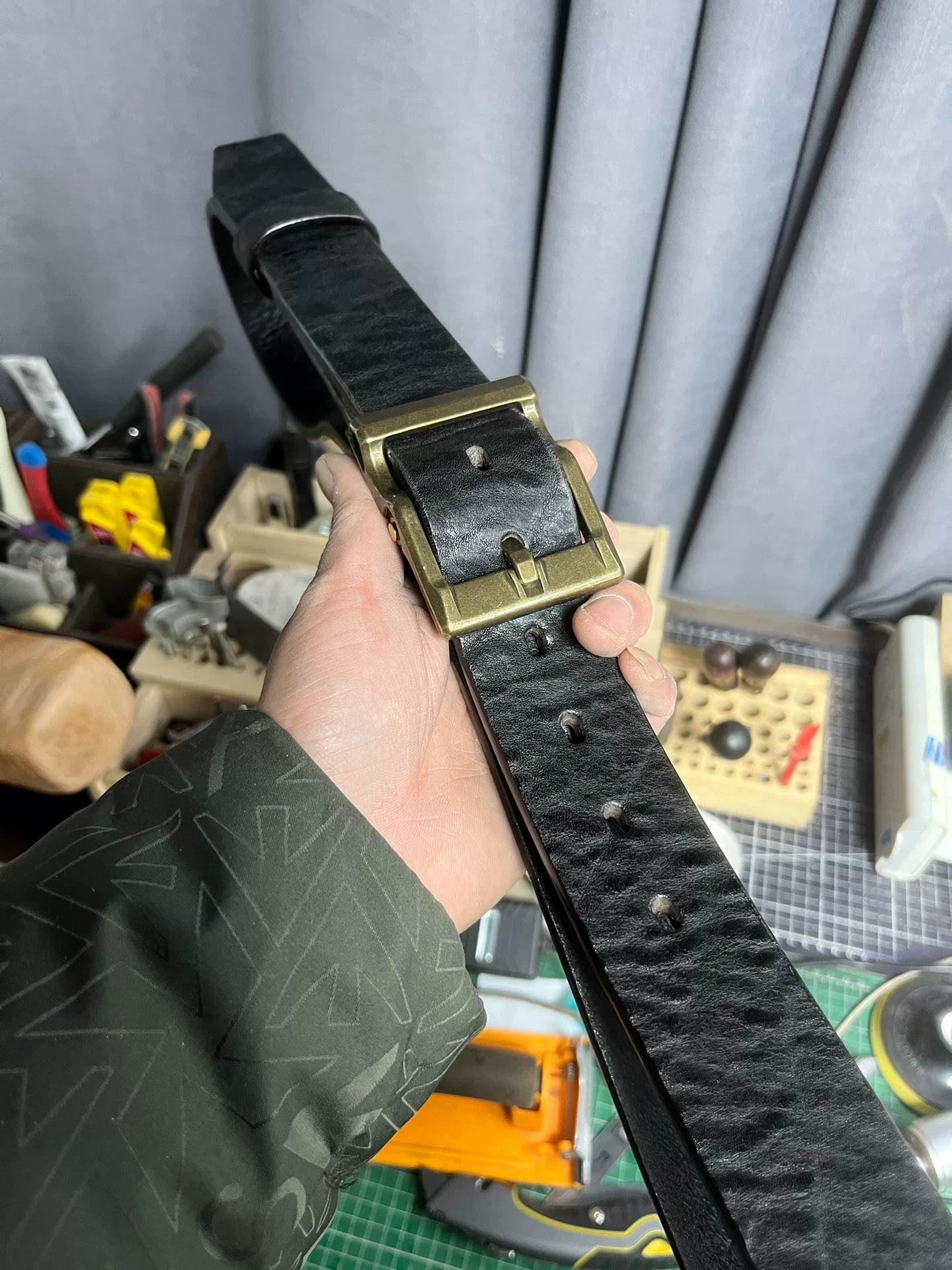 Custom 5.5–6mm North American Bison Leather Handmade Belt