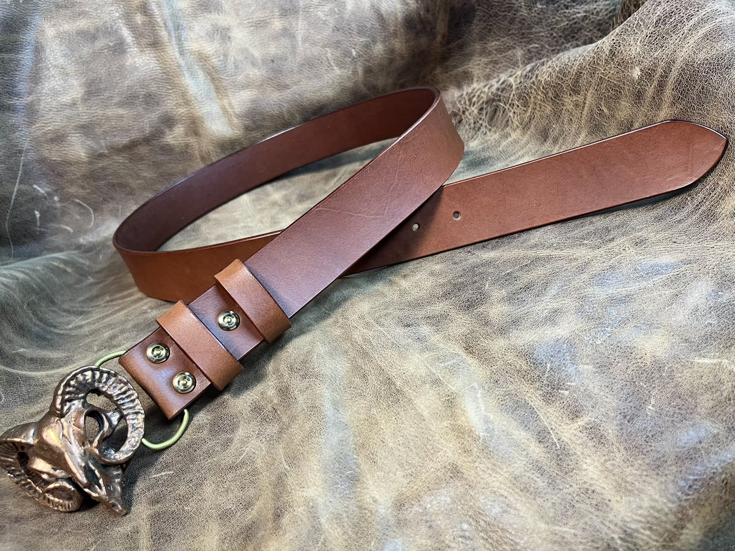 Italian brown cowhide genuine first layer cowhide with white copper…