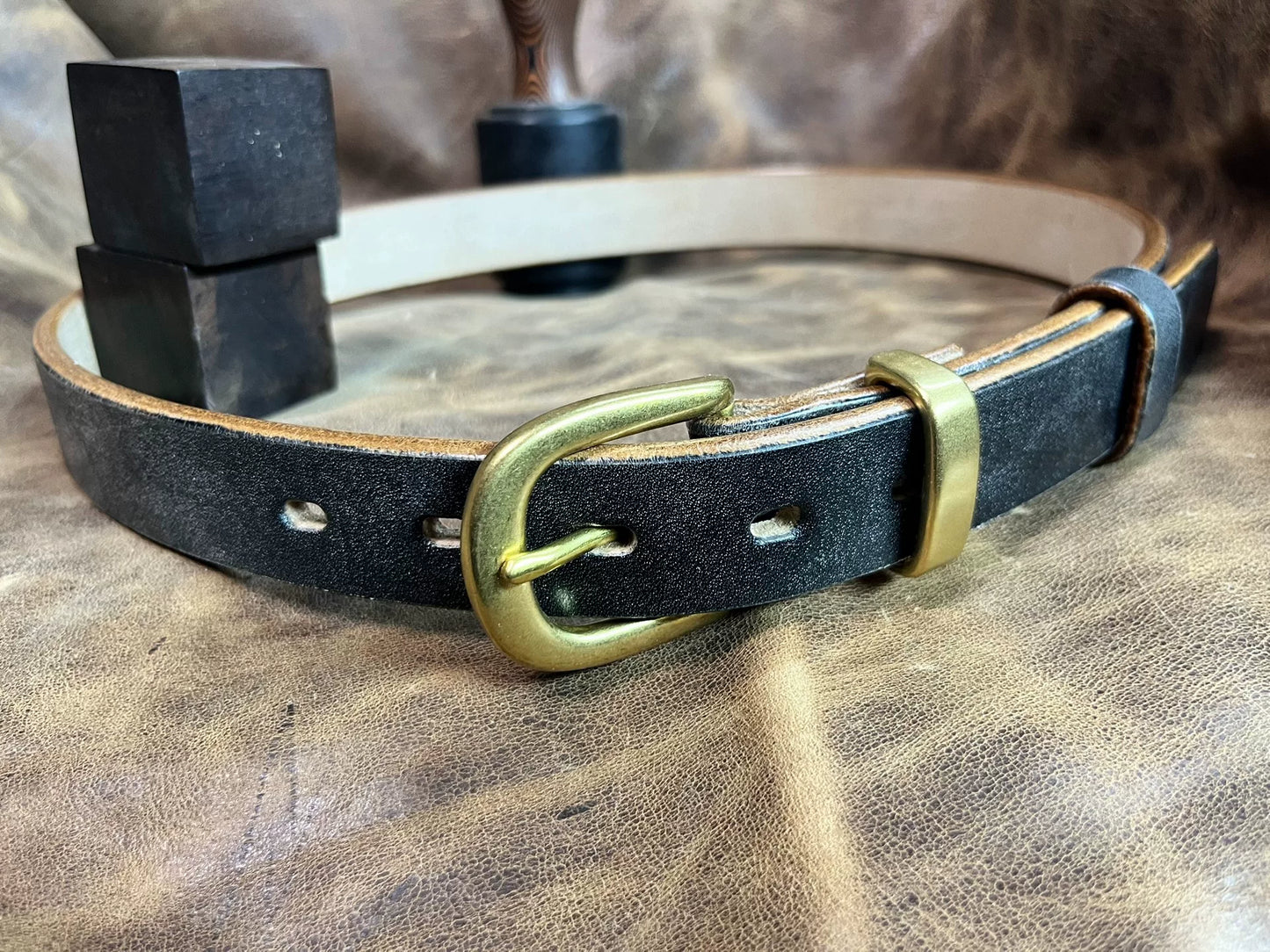 Black JF Horse Rein women's handmade belt
