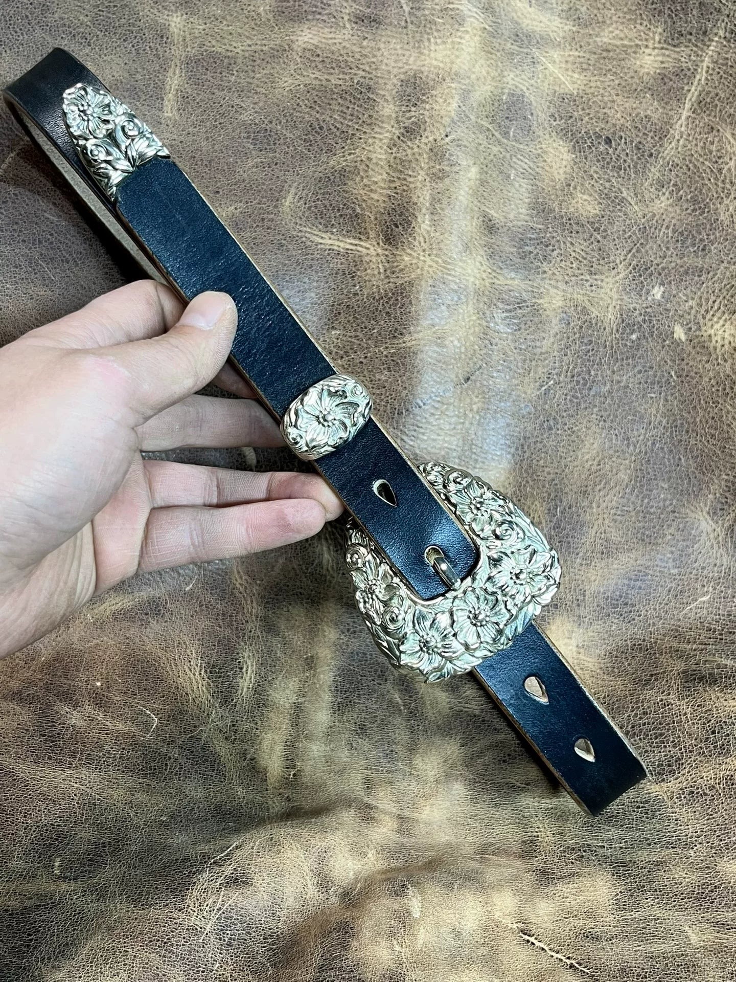Black JF Horse Rein women's handmade belt