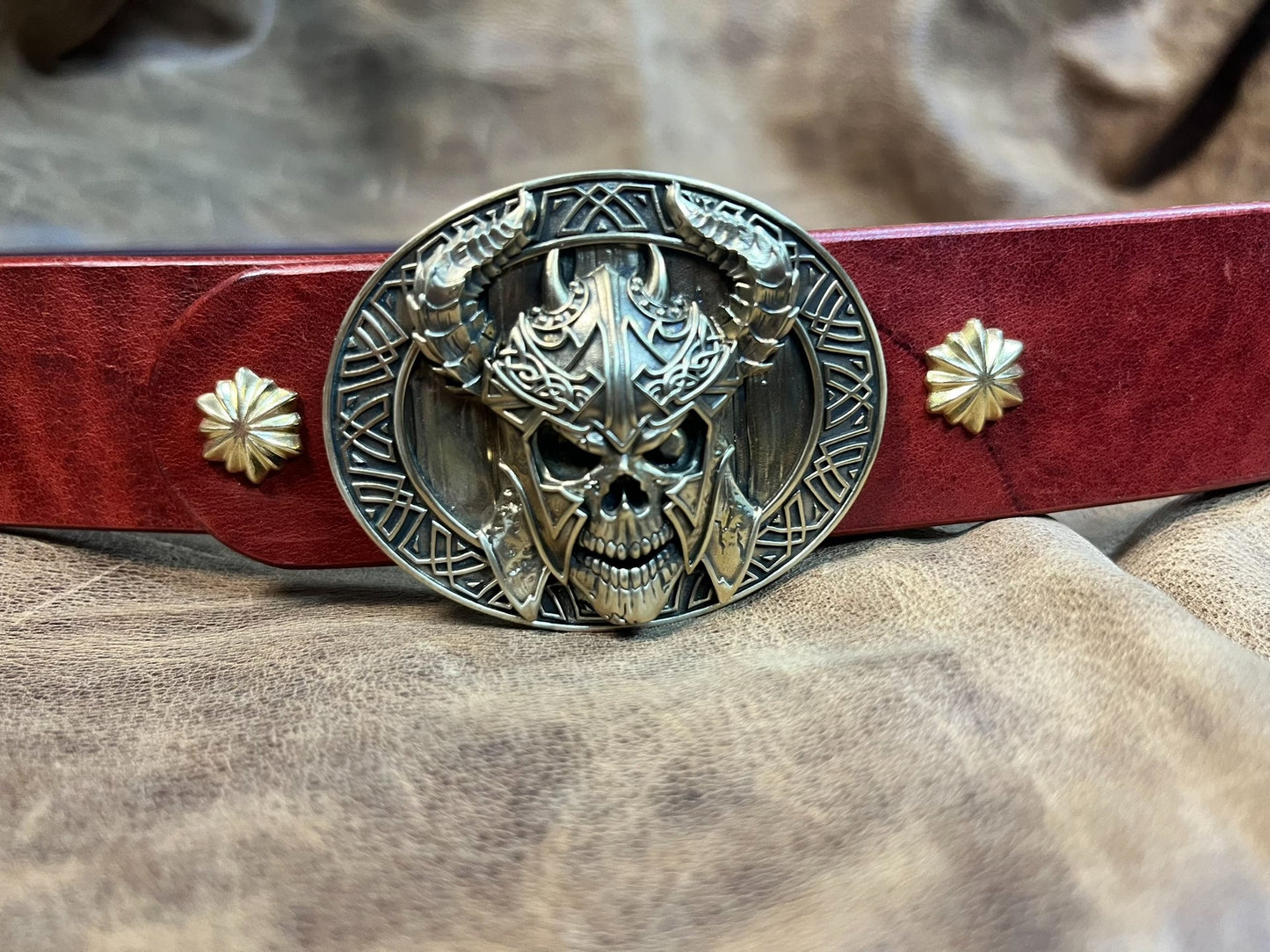 Jiayantang brass realistic undead monarch belt buckle with Italian…