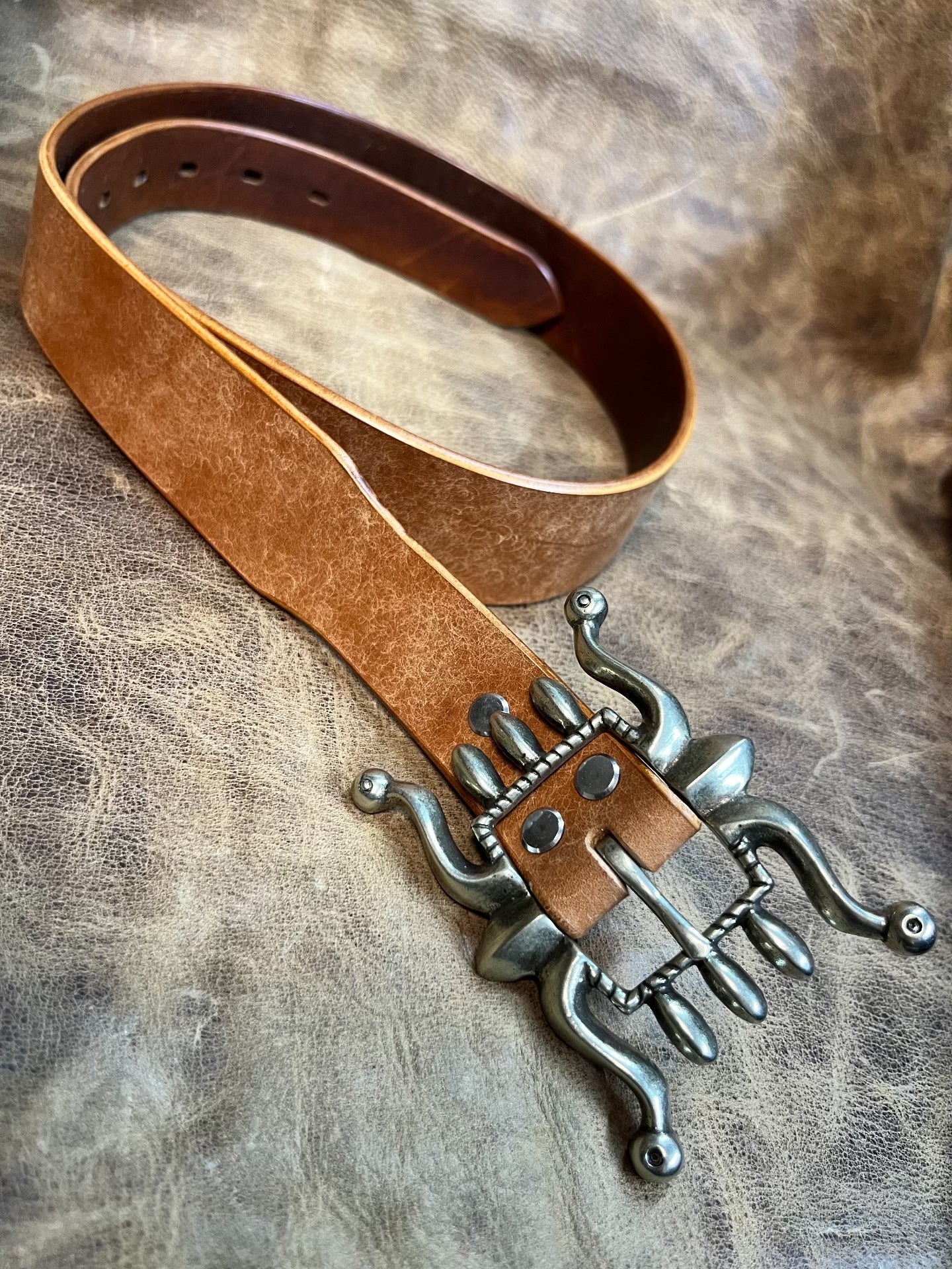 Solid white copper rrl octopus buckle original American western ret…