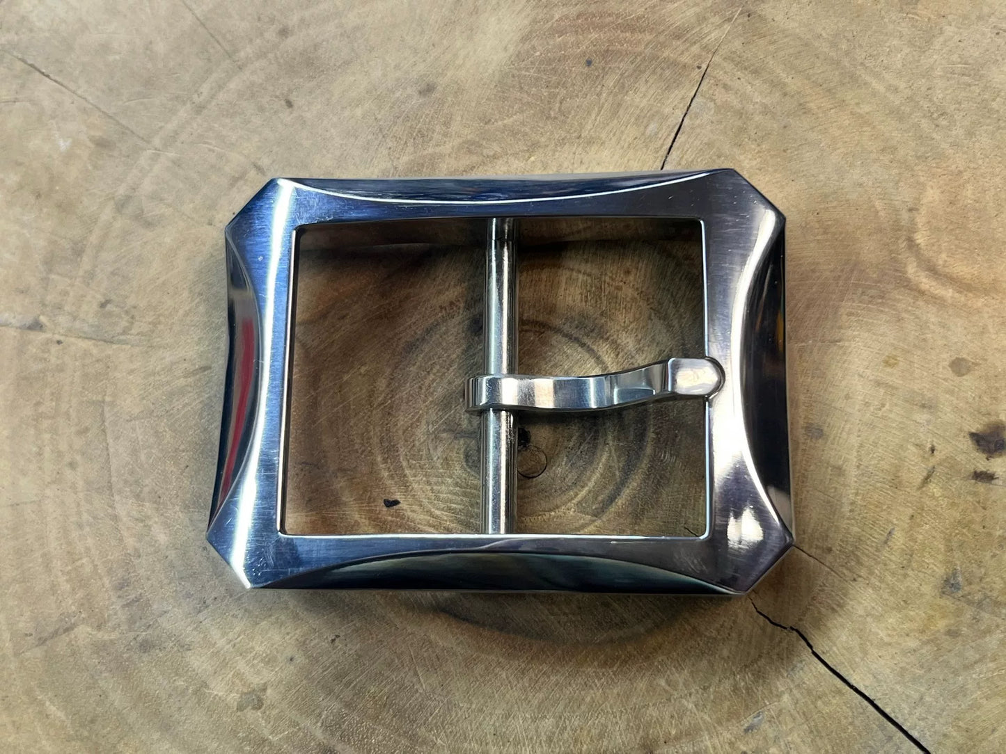 Octagonal Line-Cut 316 Stainless Steel Buckle — 4.05cm Inner Diameter