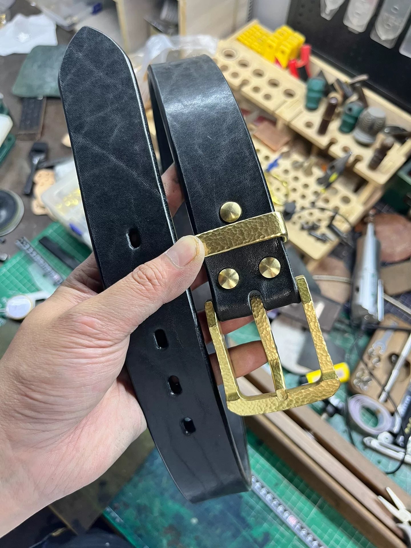 6.5mm Thick North American Dyed Black Buffalo Leather Belt