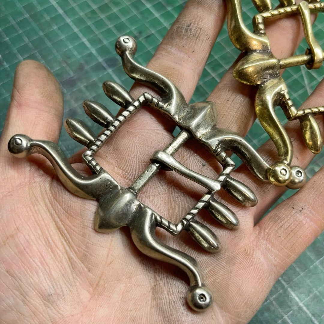 RRL Octopus White Bronze Belt Buckle — Brass, Detailed Finish