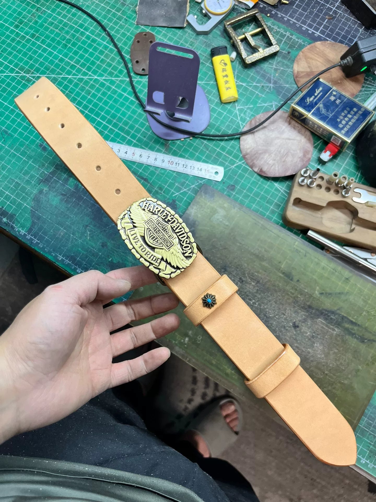 Motorcycle belt/Harley belt/Private customized belt/Italian vegetab…