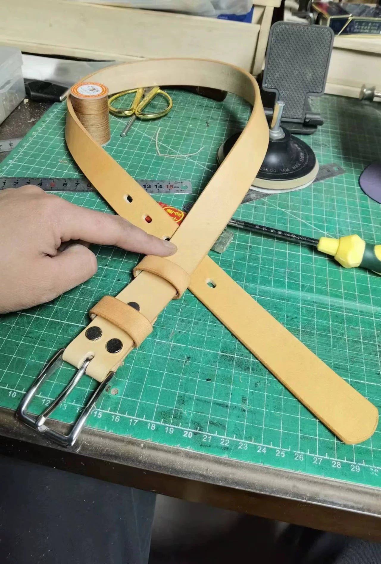 Handmade belt Italian vegetable tanned leather 3 cm wide belt handm…