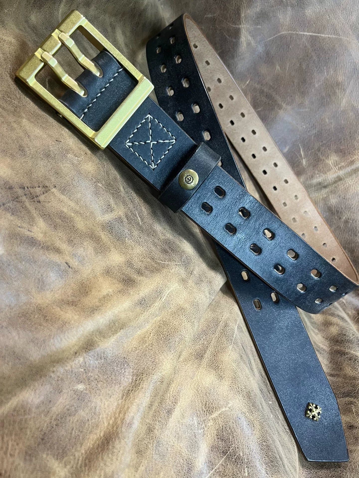JF Full-Grain Bridle Leather Double-Stitch Handmade Belt
