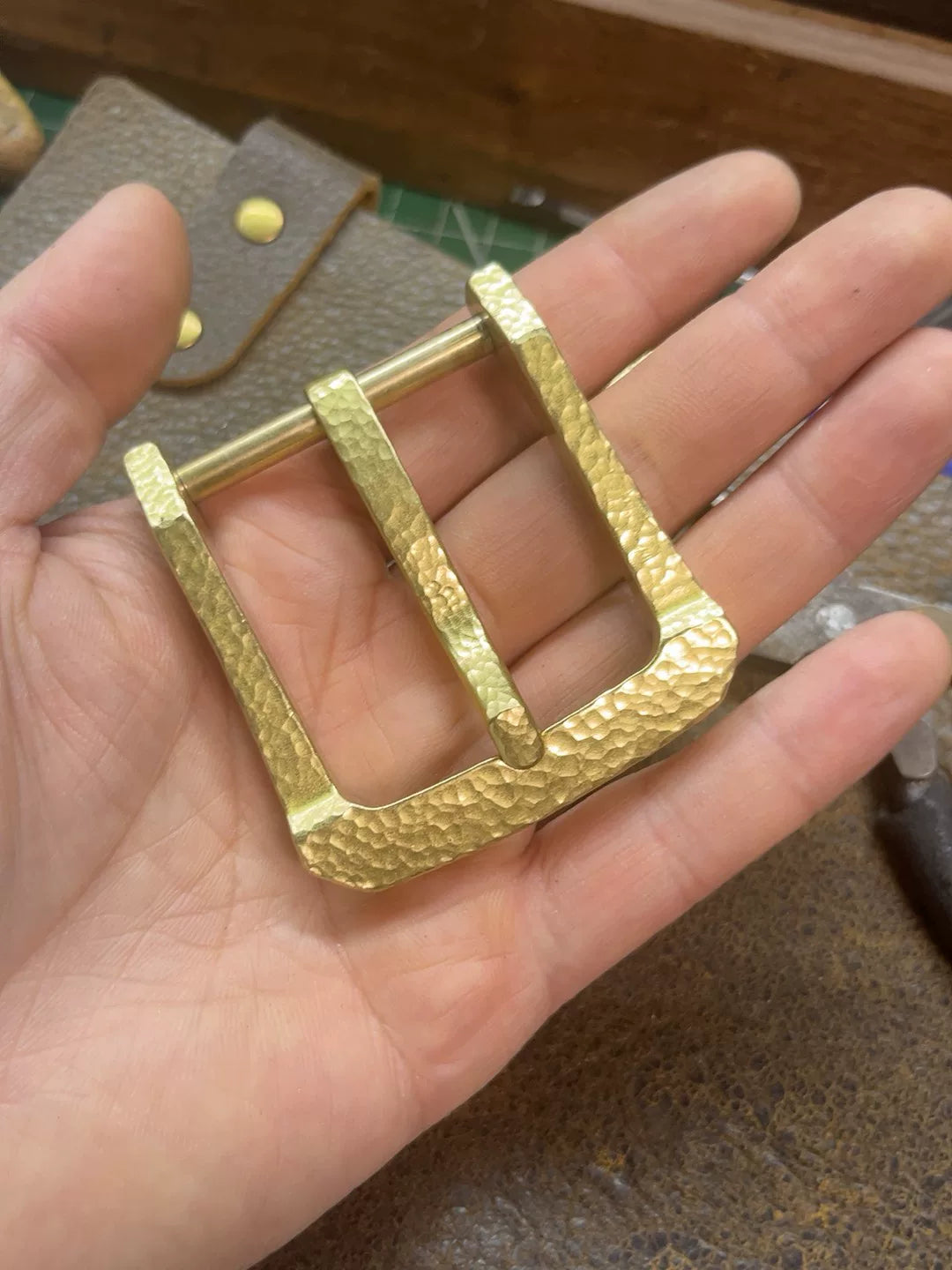 Gadfly buckle replica Niu 11 solid brass hand-hammered belt buckle