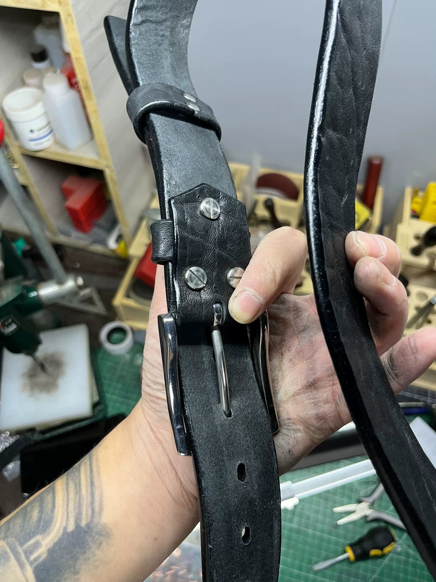 5.5mm thickened North American bison leather handmade belt