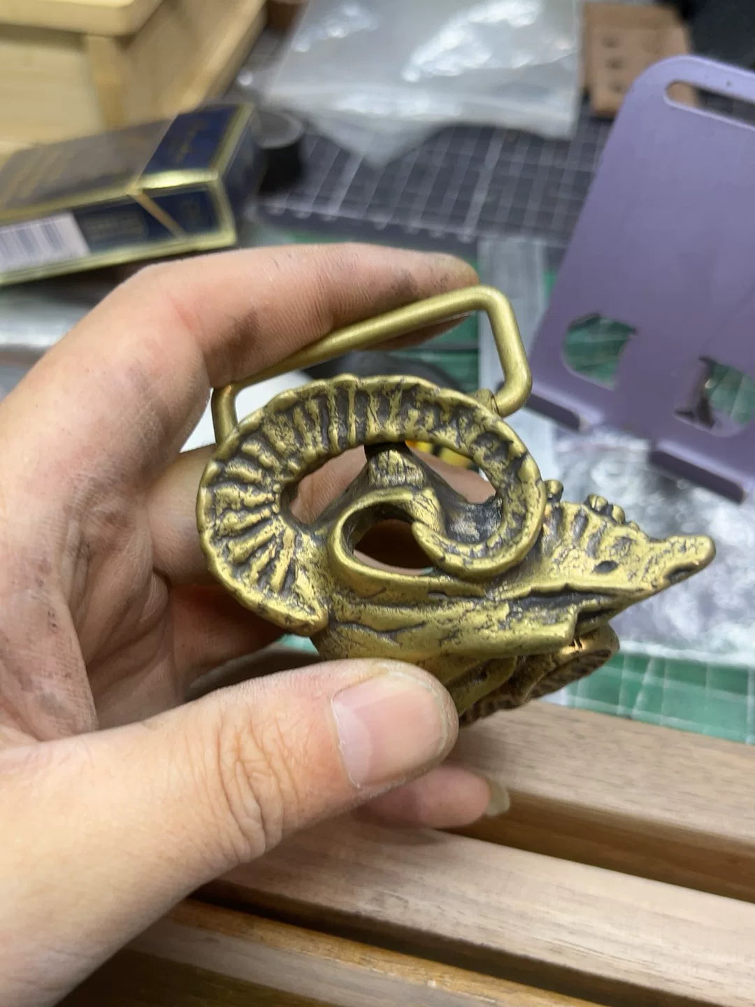 Brass belt buckle in stock