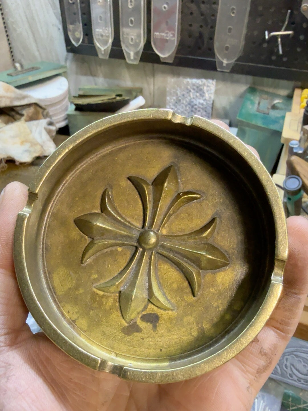 Solid Brass Crow Center Ashtray