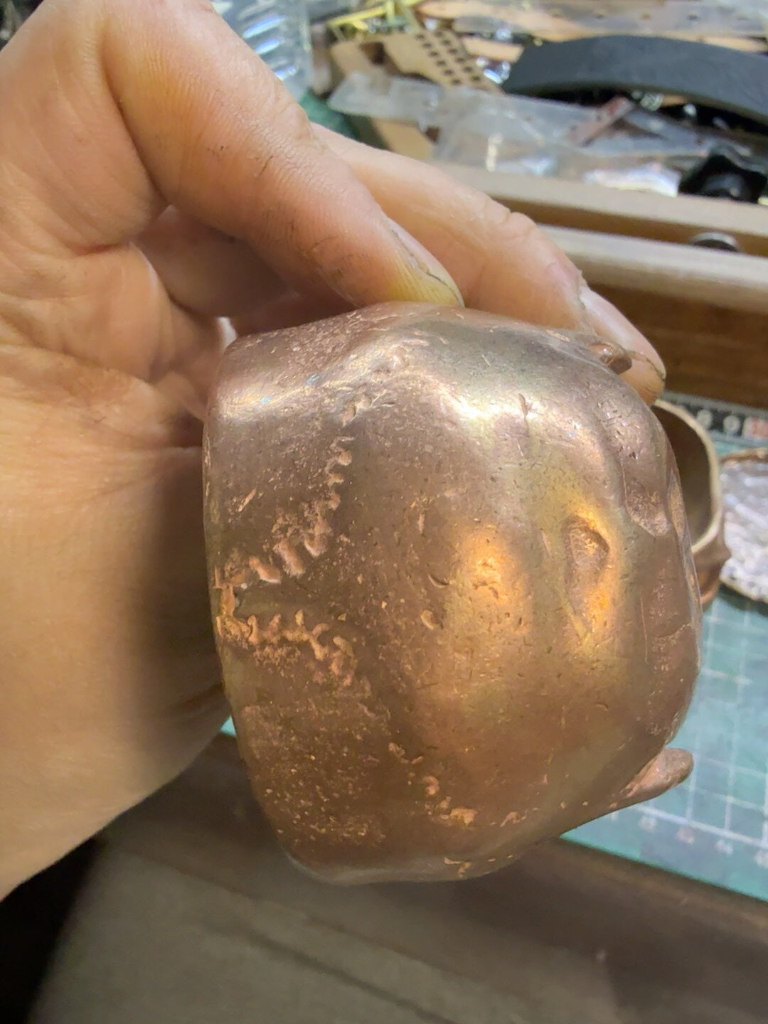 300g Solid Purple Copper Skull Ashtray