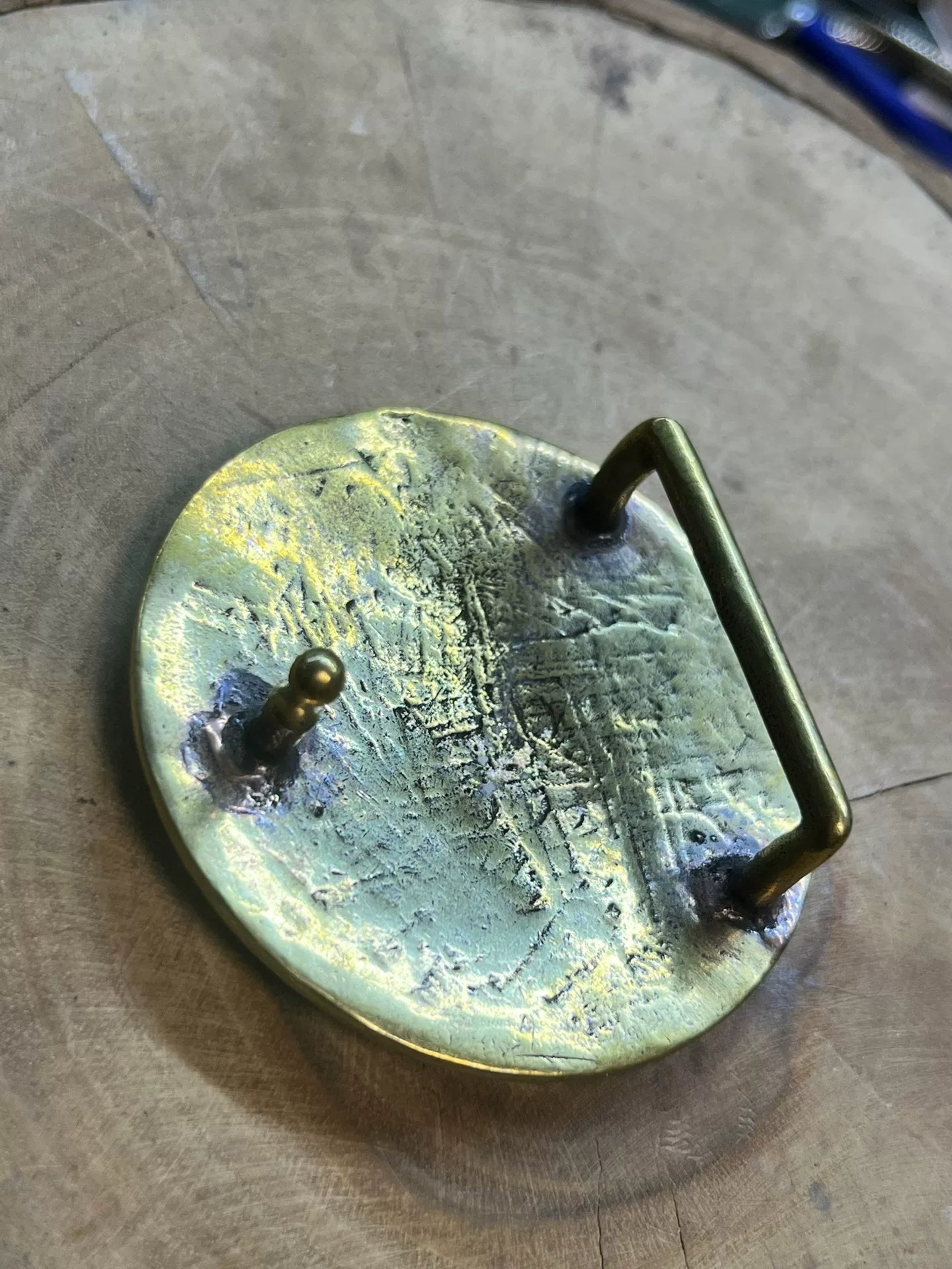 Broken copper solid brass vintage Thunderbird belt buckle