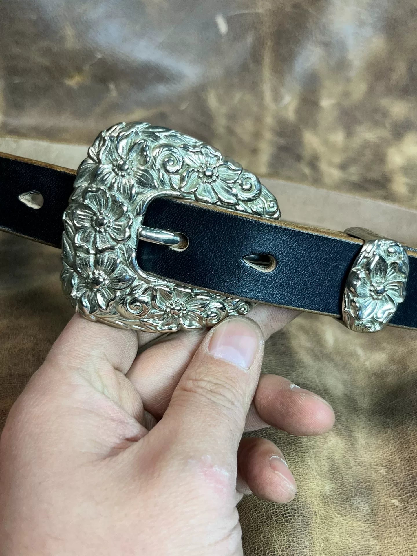 Black JF Horse Rein women's handmade belt