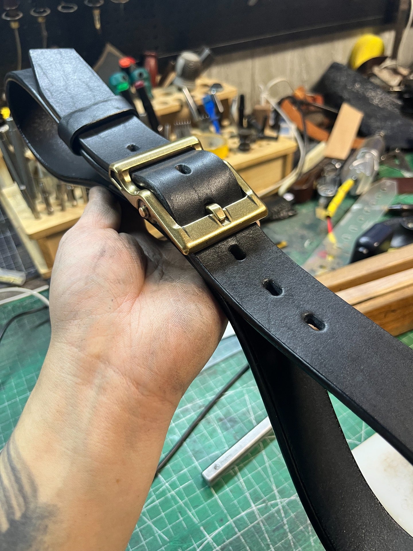 Custom 5.5–6mm North American Bison Leather Handmade Belt