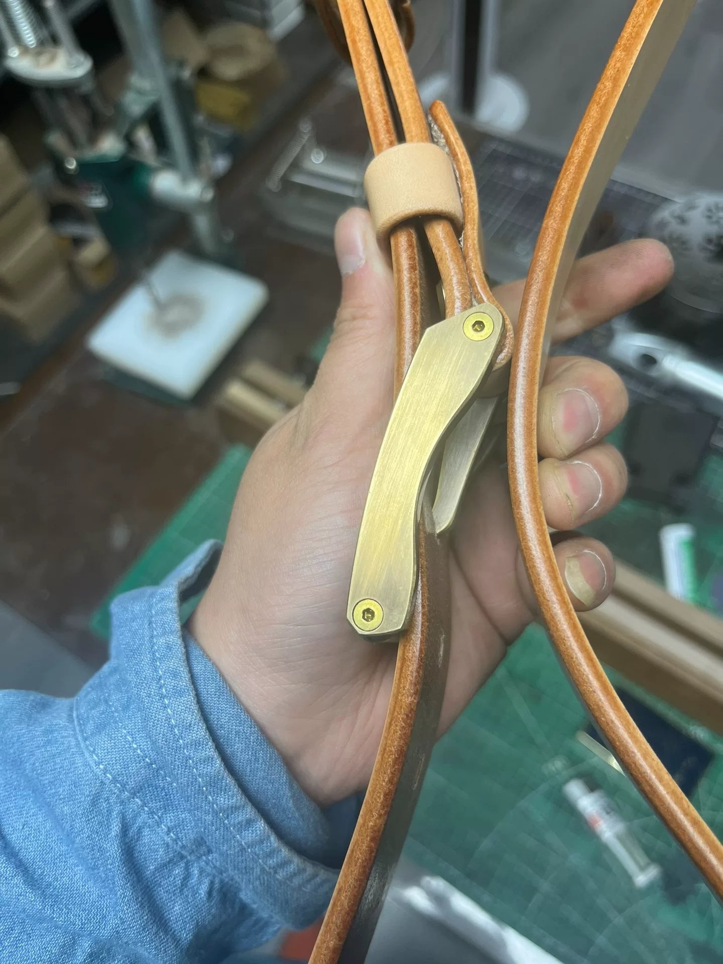 Meian with Chengfeng axis line-cut brass belt buckle men's handmade…