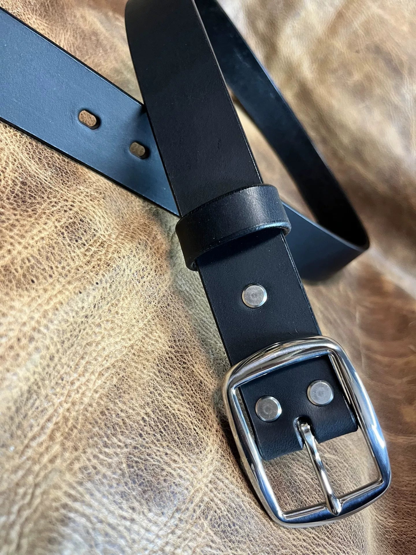 Italian saddle vegetable tanned handmade belt