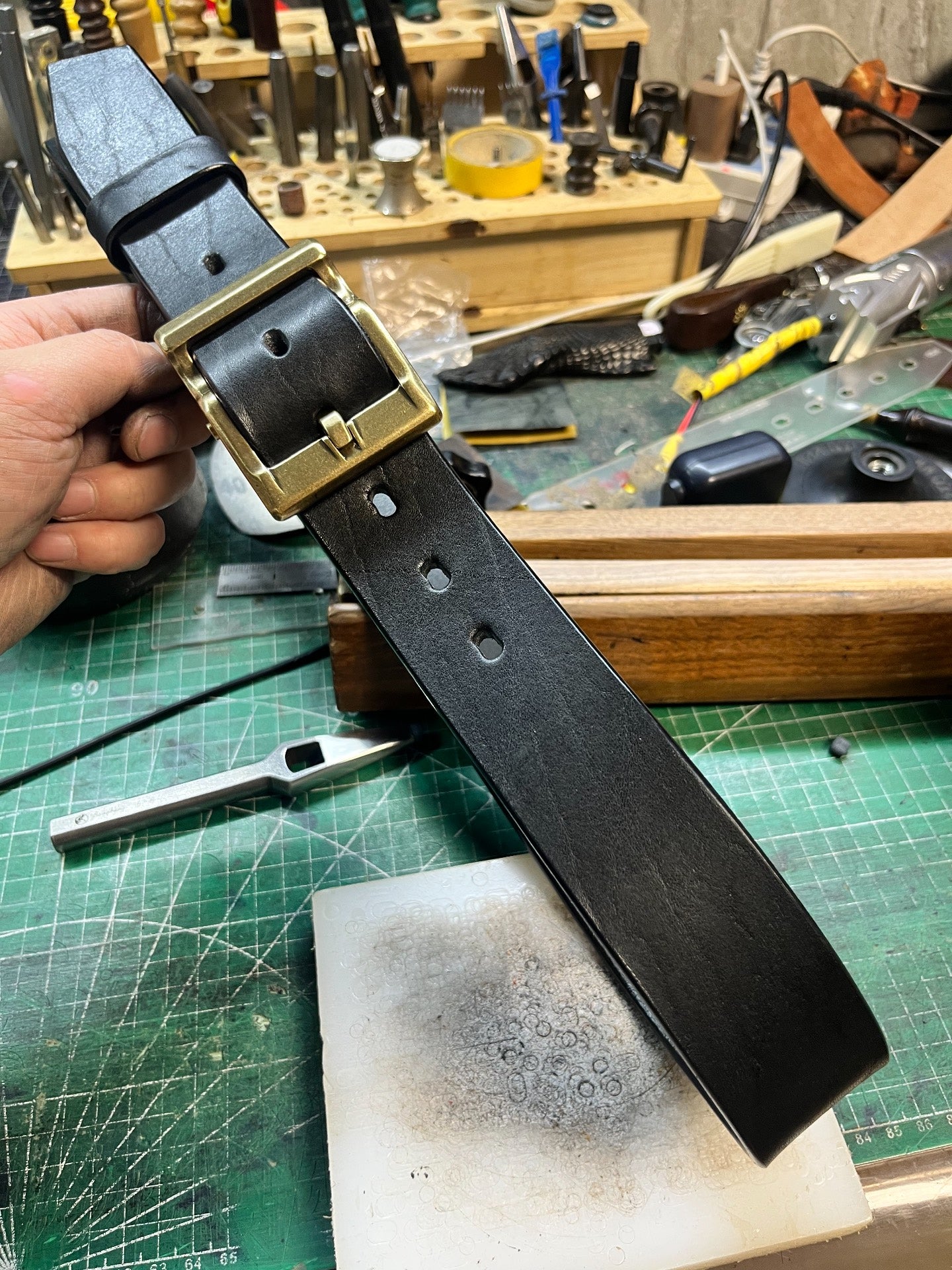 Custom 5.5–6mm North American Bison Leather Handmade Belt