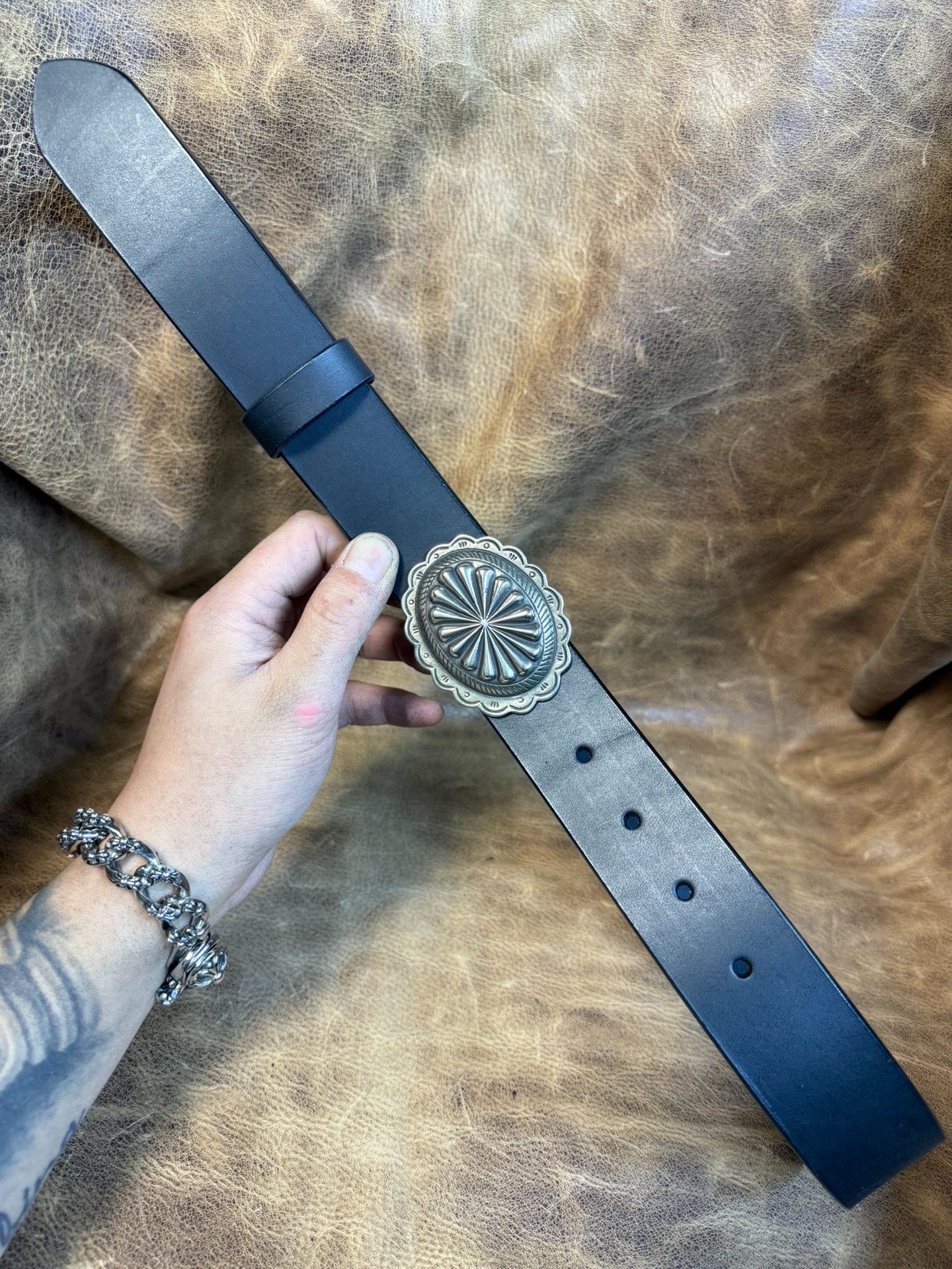 Solid white copper Navajo style belt buckle rrl style buckle Cambri…