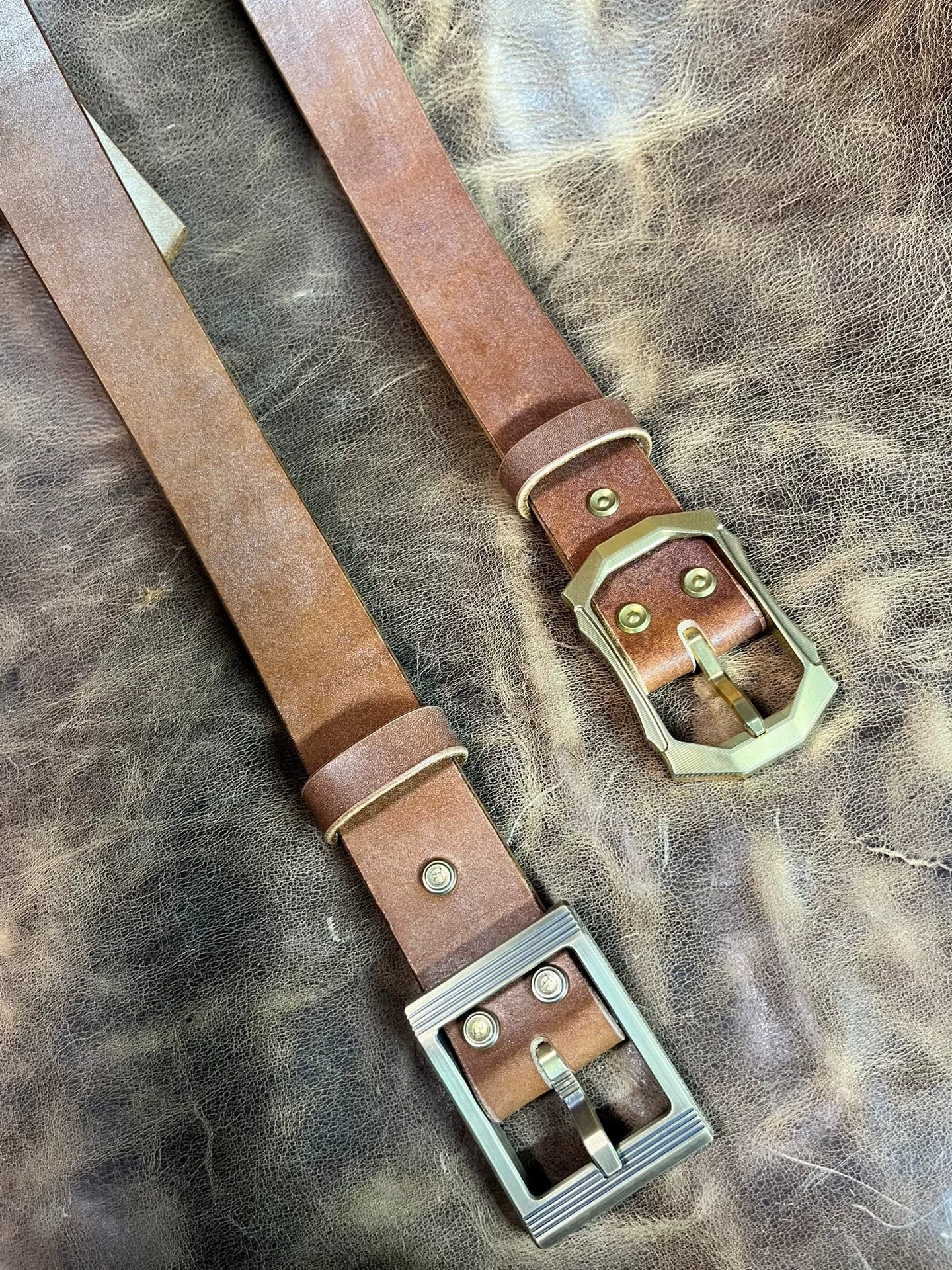 JF full-grain caramel brown bridle leather