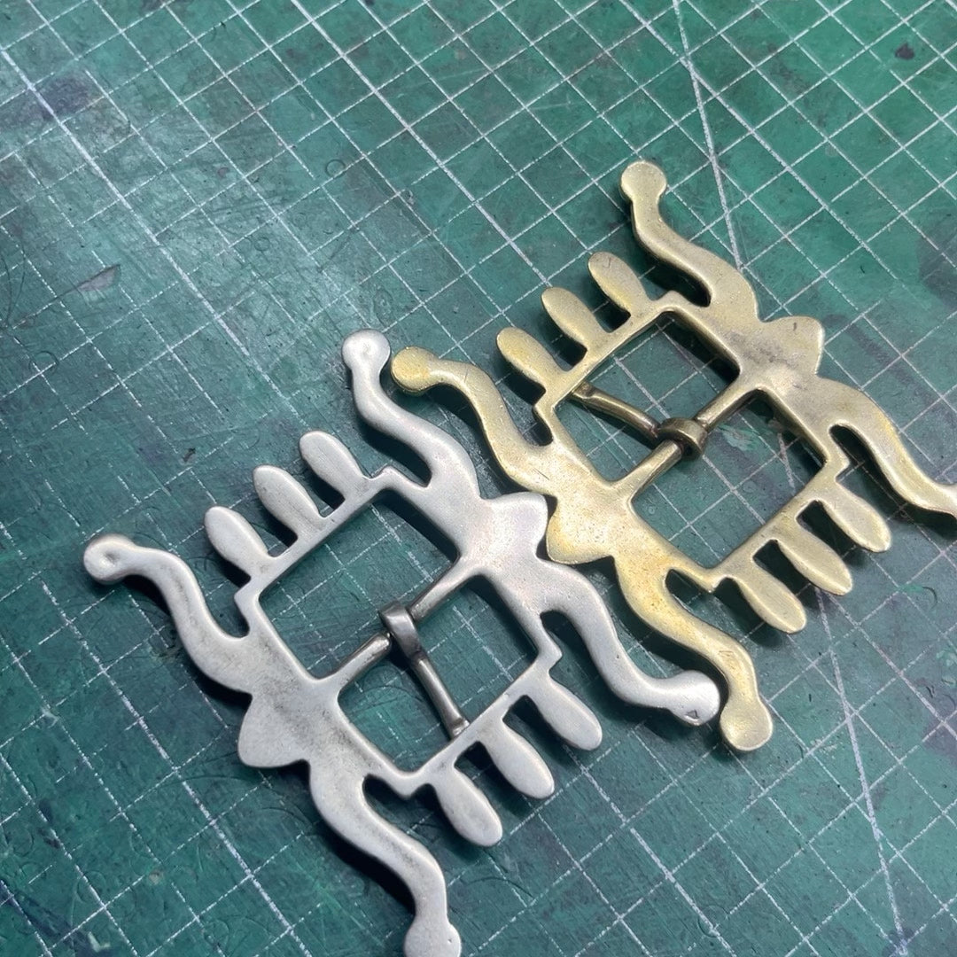 RRL Octopus White Bronze Belt Buckle — Brass, Detailed Finish