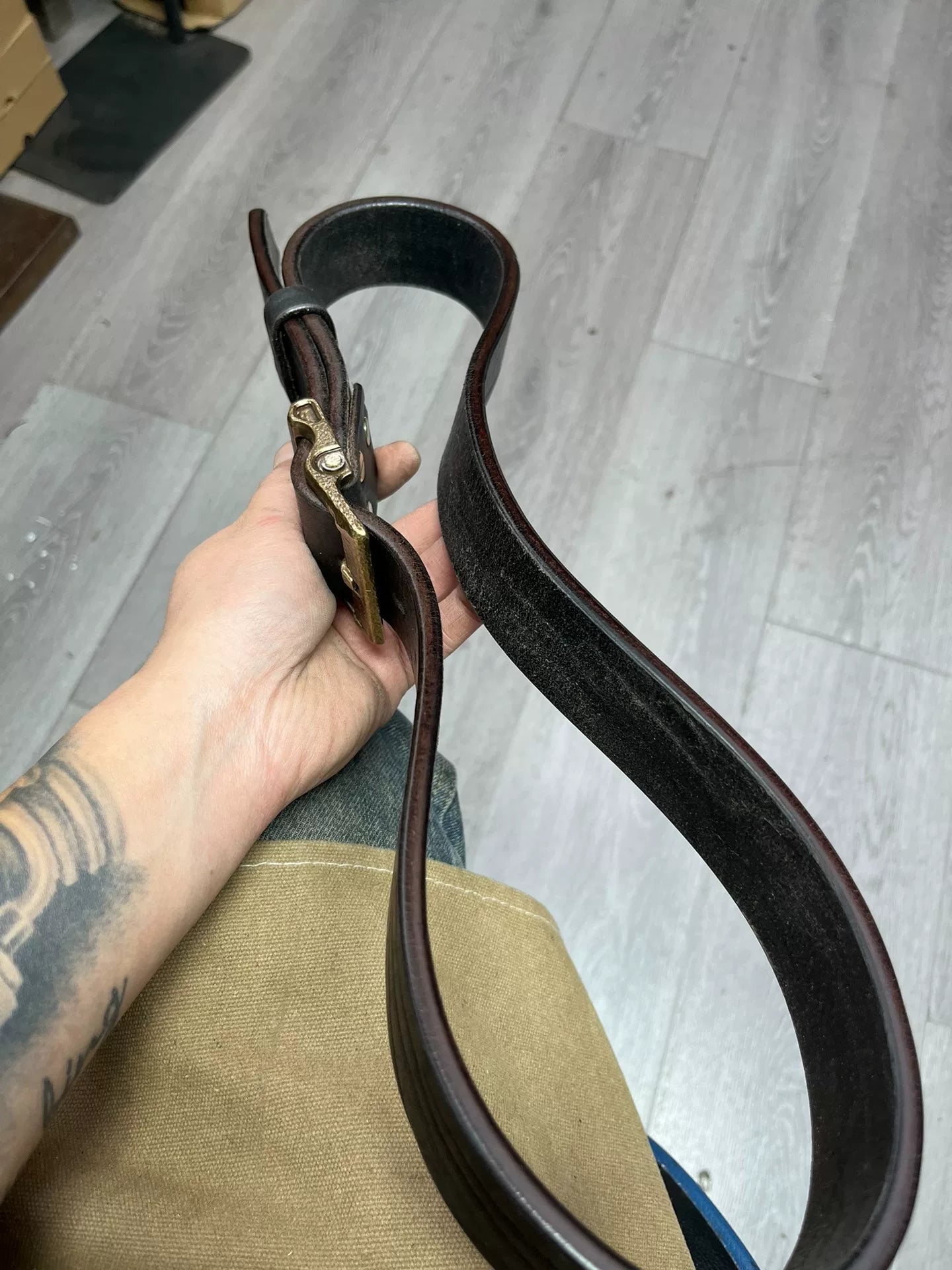 6.5mm Hand-Hammered Texture Buffalo Leather Belt — 4cm Wide