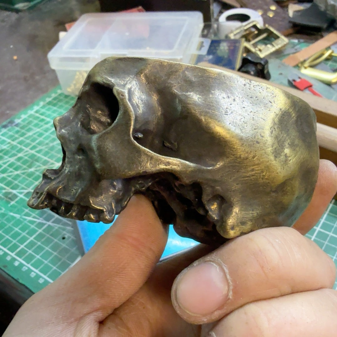 334g Solid Brass Skull Ashtray — Skull Bowl Shape