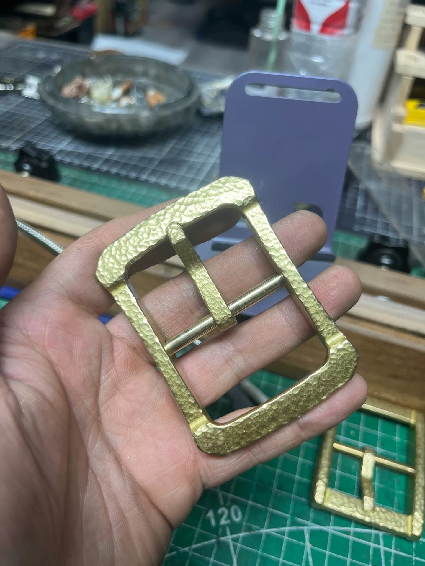 Solid brass replica cow 10 handmade hammered pattern belt buckle be…