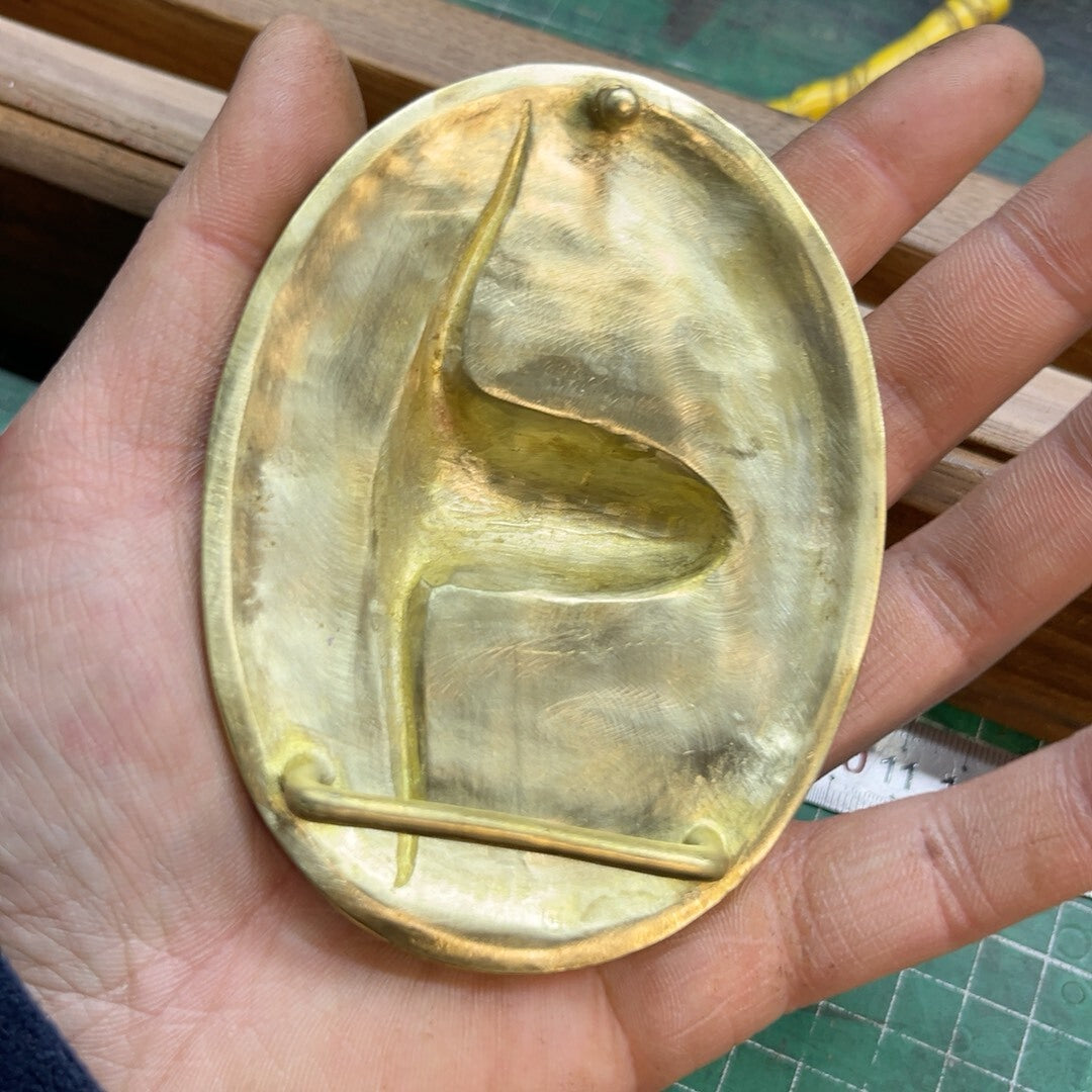 RL second-hand brass bull head belt buckle