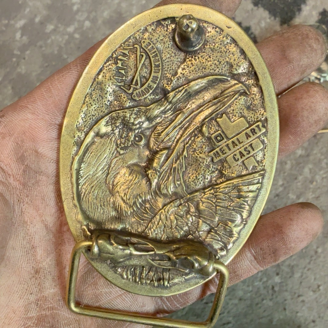 Pure copper Raven Western Central Cuban buckle