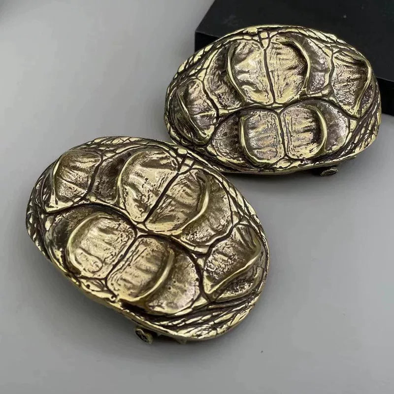Pure copper crocodile skull belt buckle