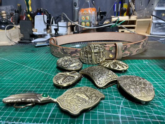Solid pure copper Crow heart belt buckle replica belt thickened Ame…