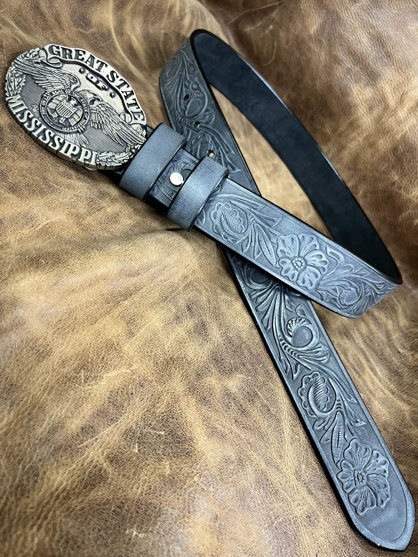 Italian horse rein carving handmade belt