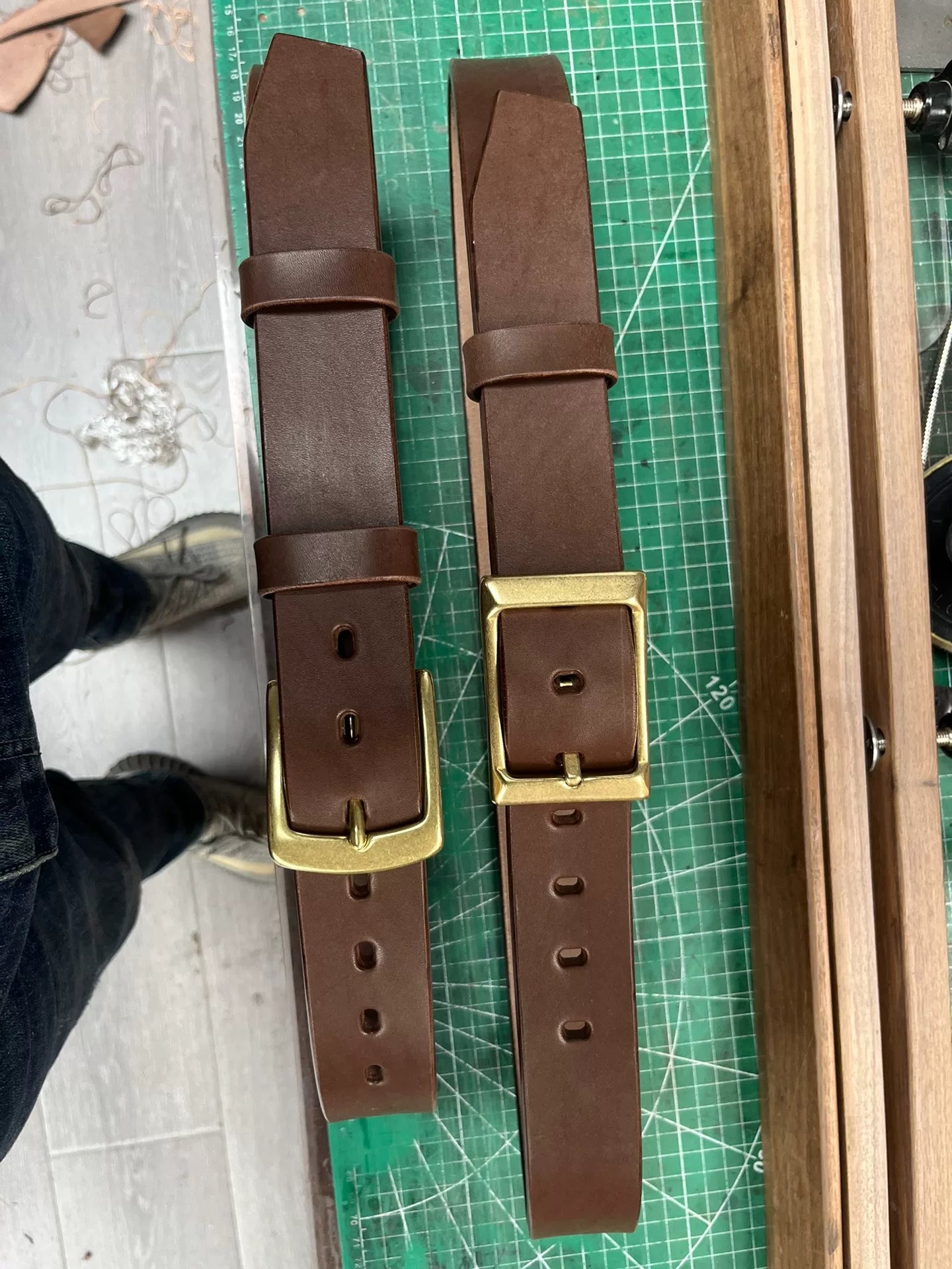 Heavyweight saddle leather gadfly 4th generation brass men's belt i…
