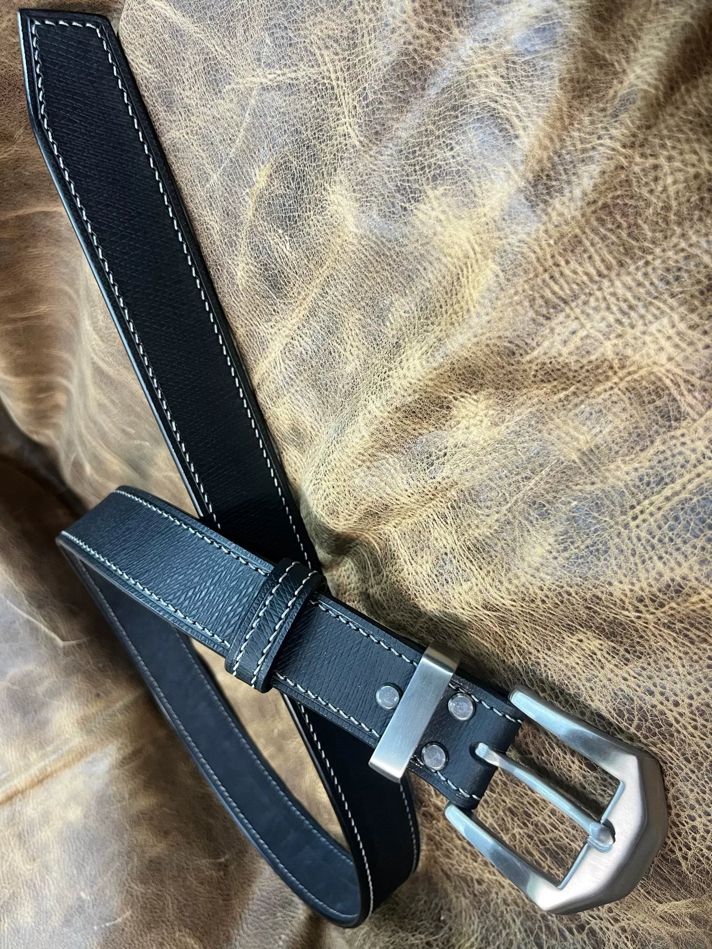 Imported Italian saddle vegetable-tanned leather with replica gadfl…