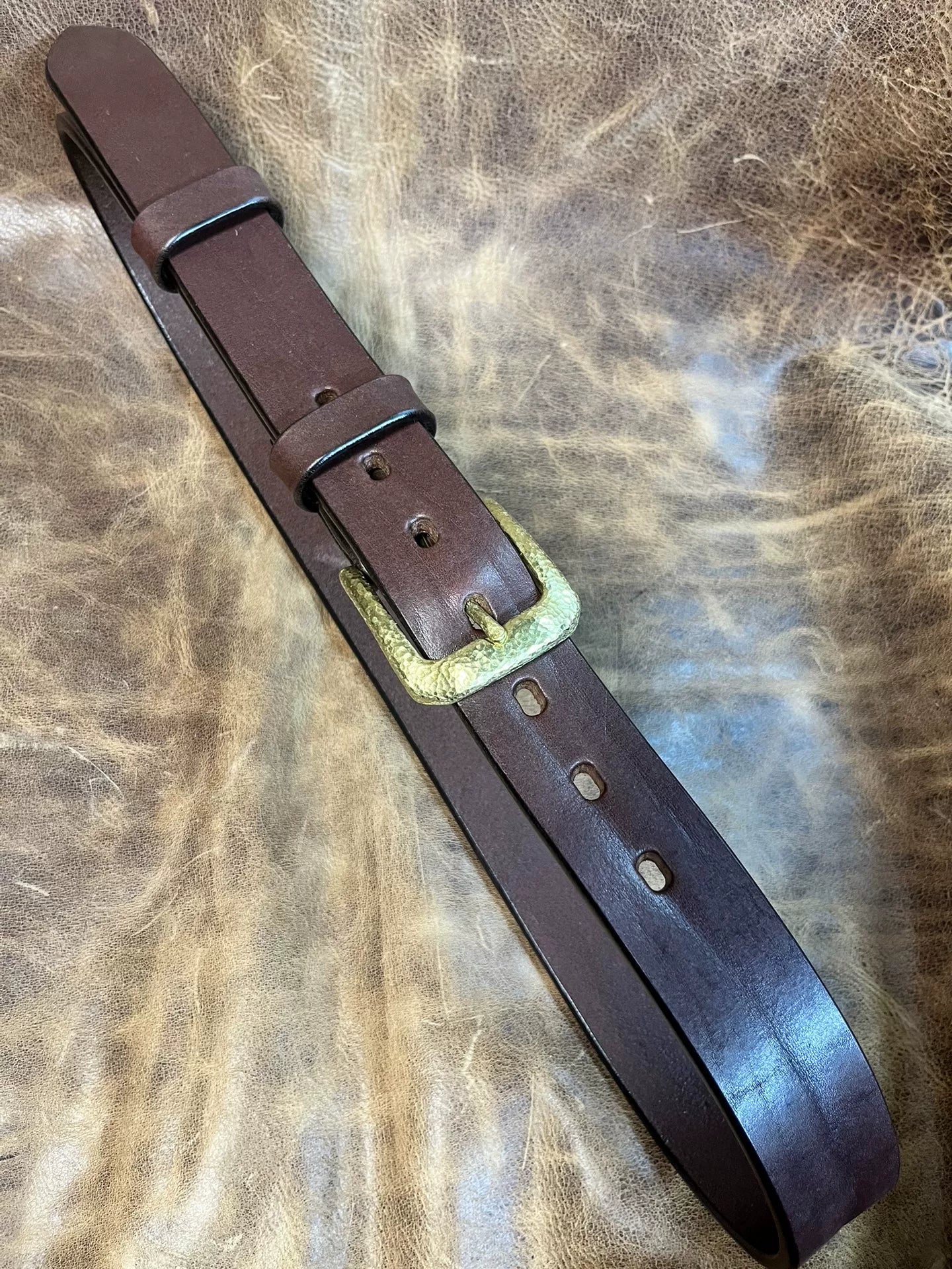 Black dyed bison leather handmade belt imported from North America