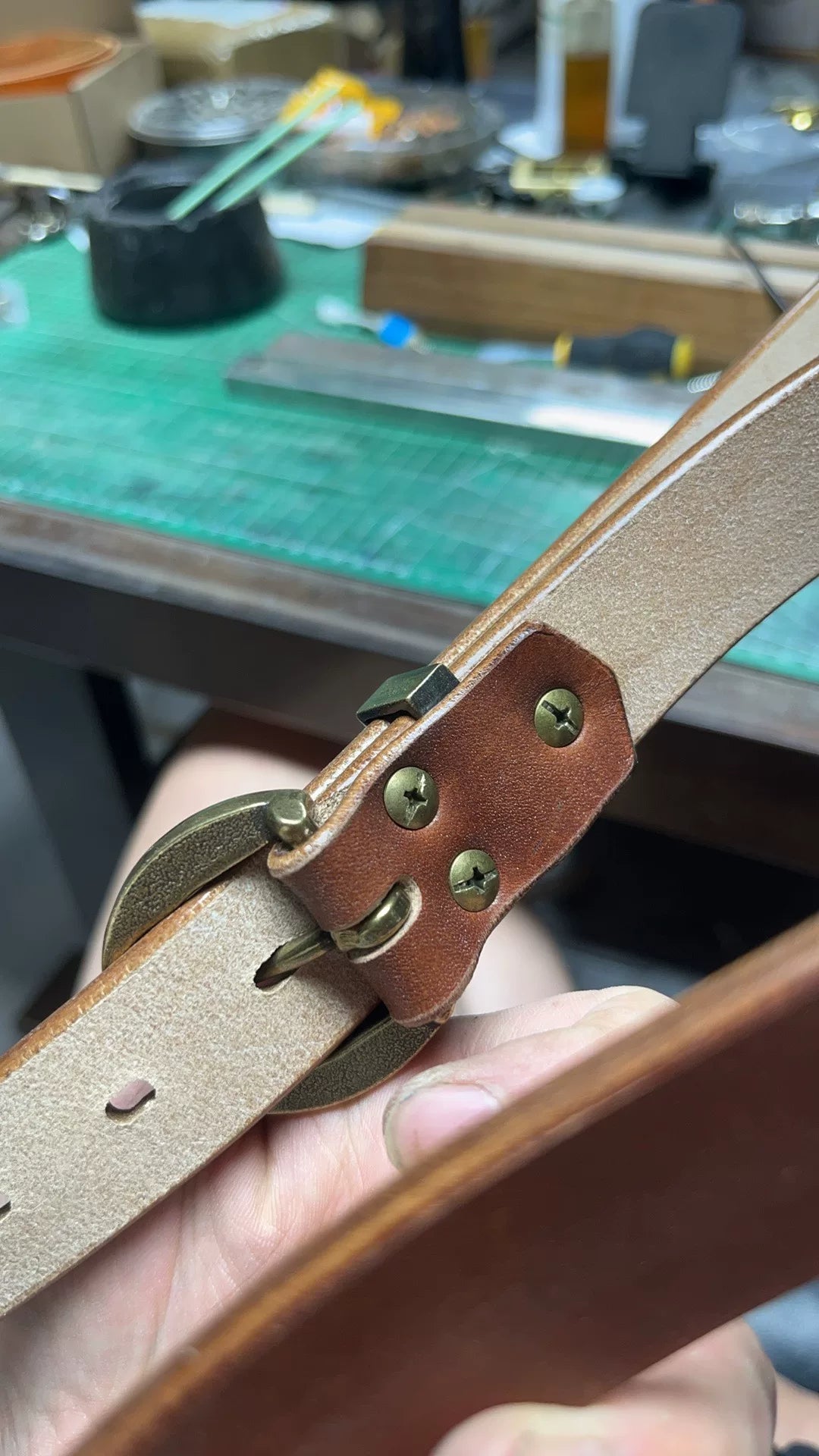 JF bridle leather brown women's belt